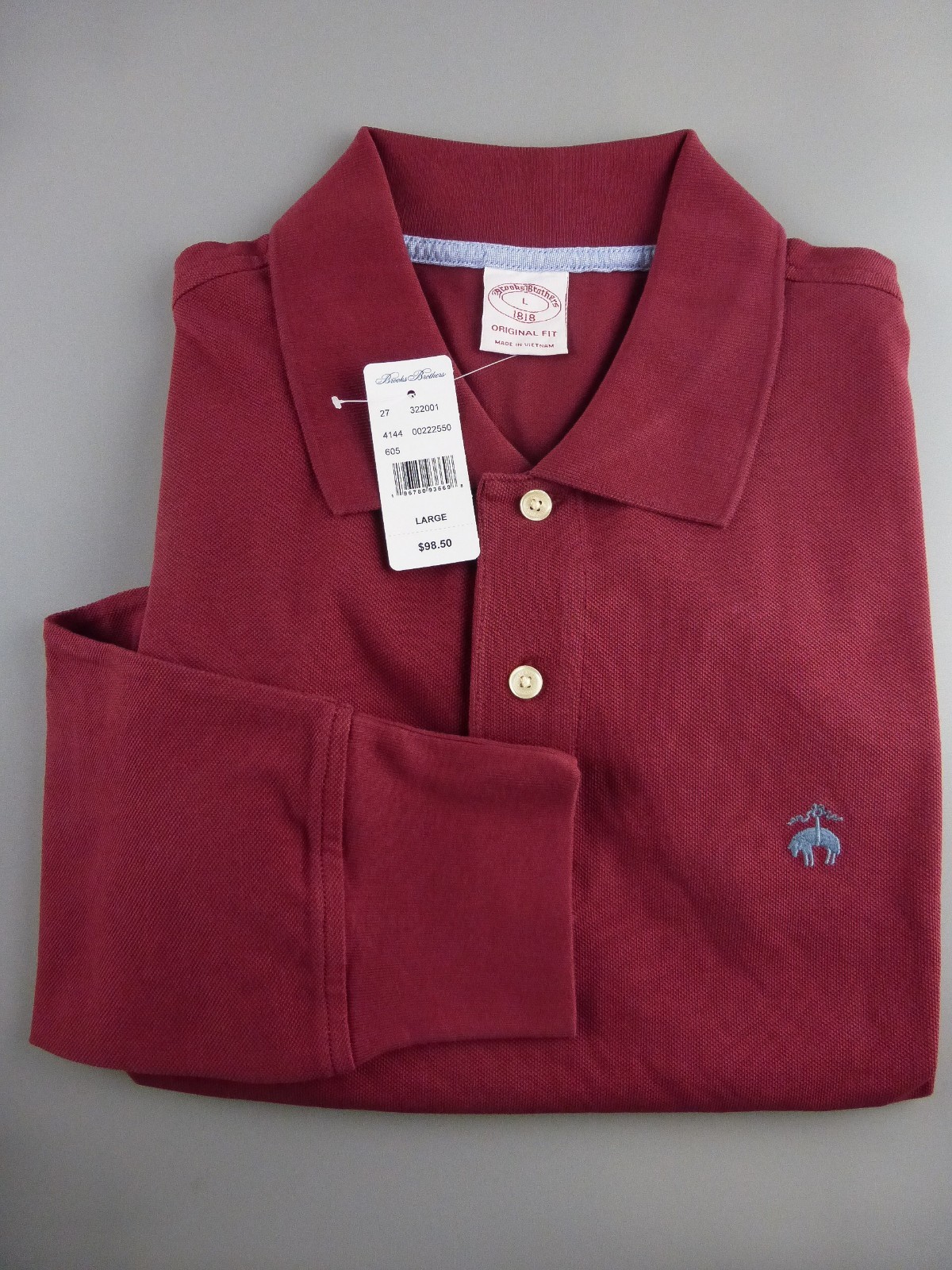 BROOKS BROTHERS LONG SLEEVE POLO SHIRT Men’s – ORIGINAL Fit New $98