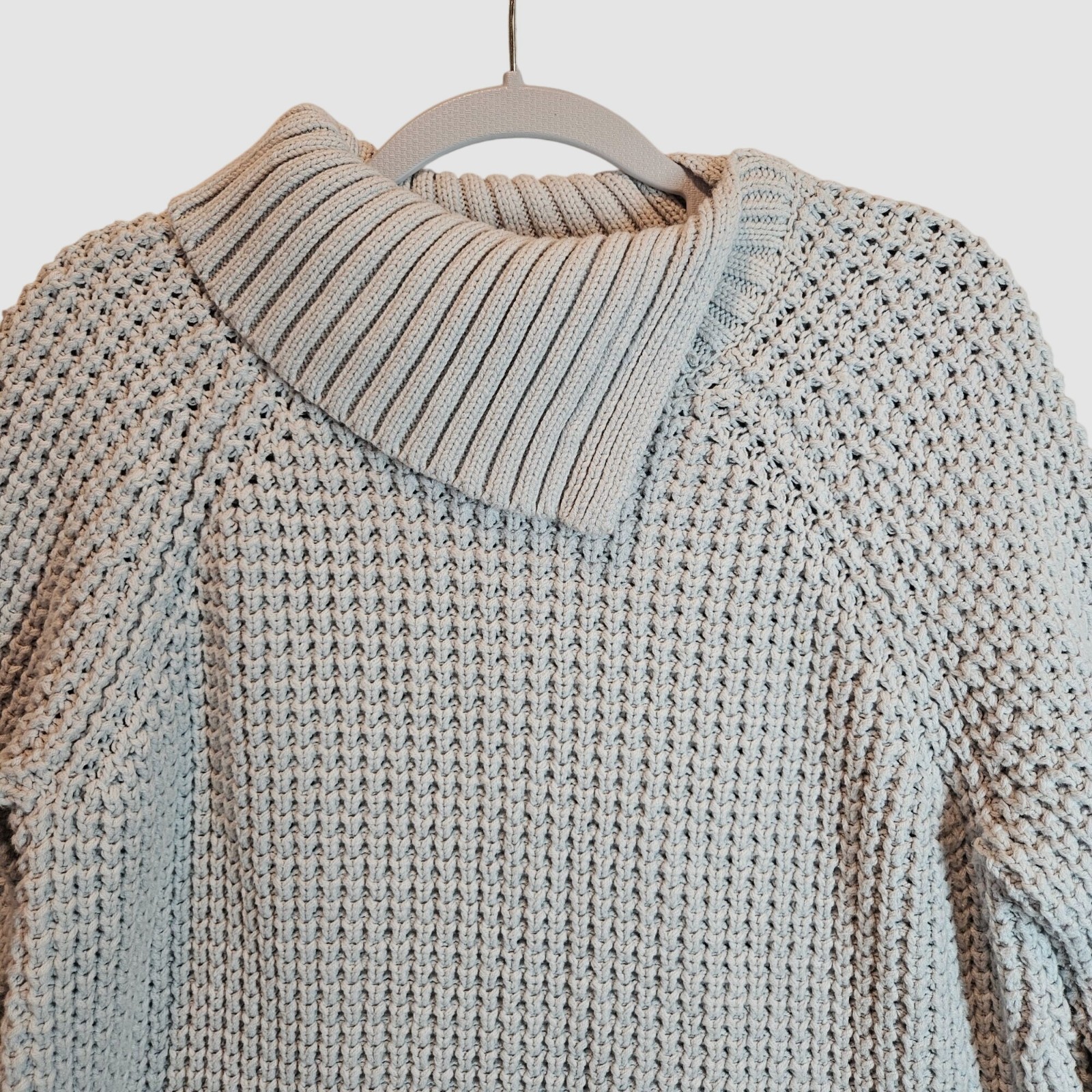 Land’s End Chunky Knit Oversized Cowl Neck Sweater Womens Large Petite Cozy