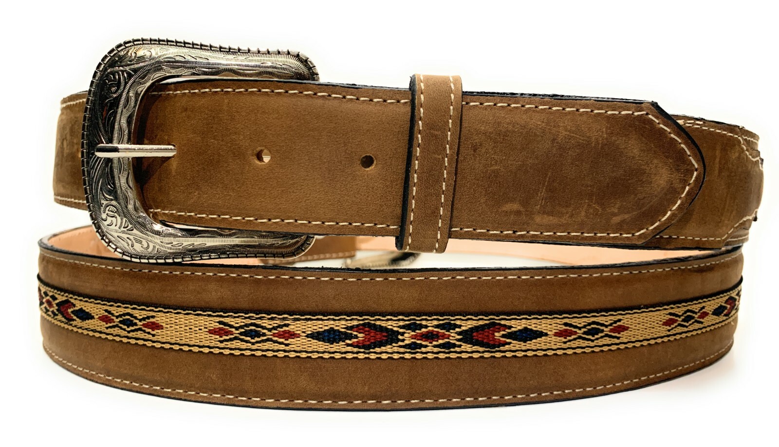 MEN’S WESTERN LEATHER BELT. SADDLE HORSE SOUTHWESTERN STYLE COWBOY RODEO BELT
