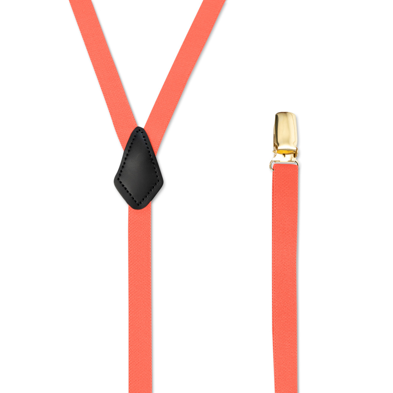 Men’s Goldtone Metal Suspenders with Clip On, Y Style & Leather Patch, USA Made