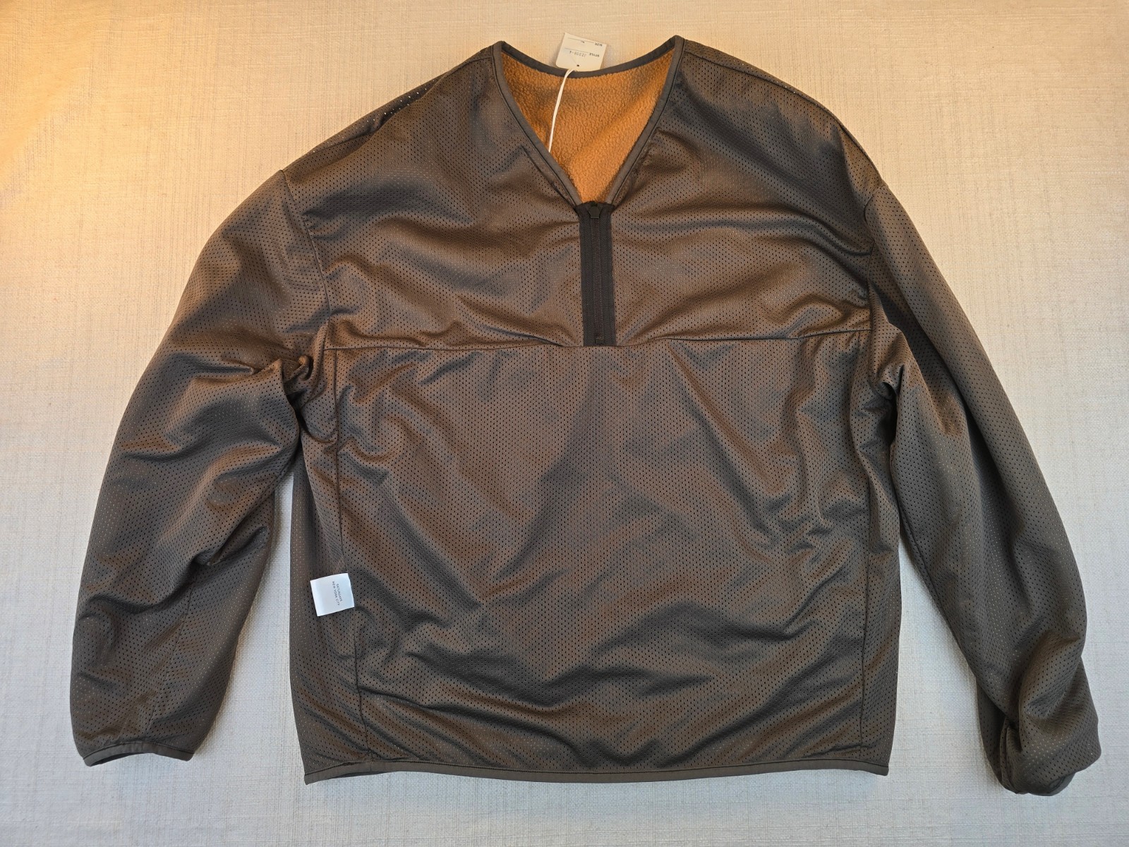 NWT Large Saturdays NYC Astor Polar Fleece Half Zip Pullover Toasted Coconut