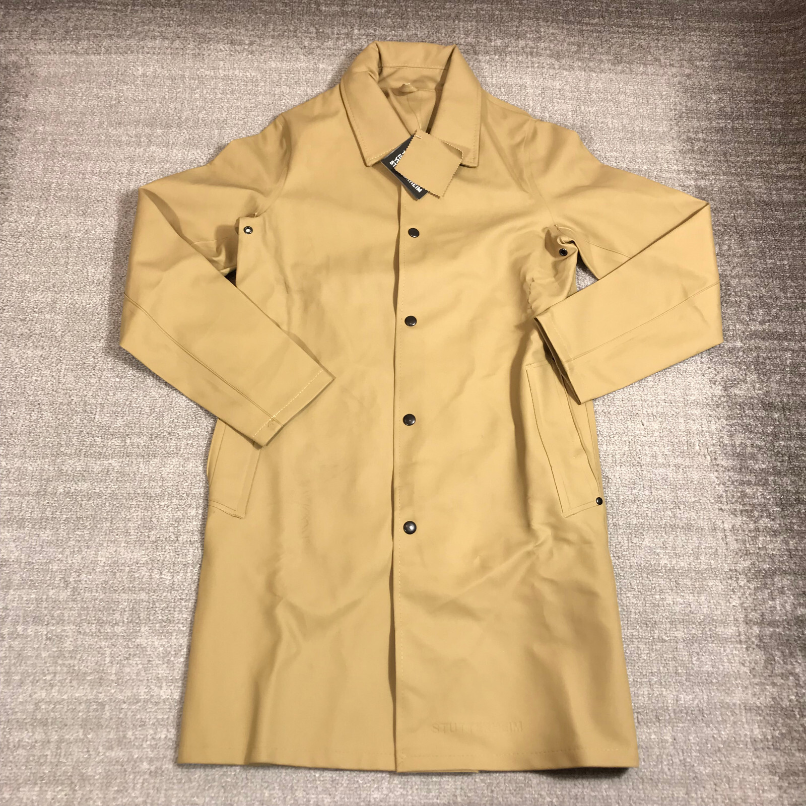 Stutterheim Stockholm Jacket Mens Extra Small Raincoat Bomber Mosebacke Snap Tan