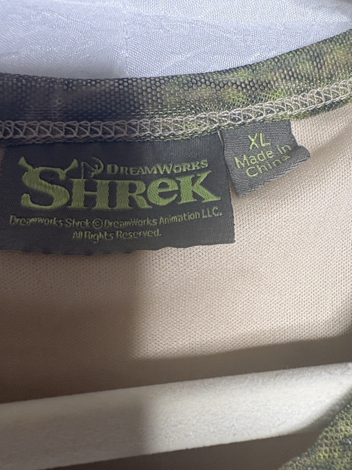 DreamWorks Shrek Sheer Mesh Cartoon Print Long Sleeve Women’s Top Multicolor M
