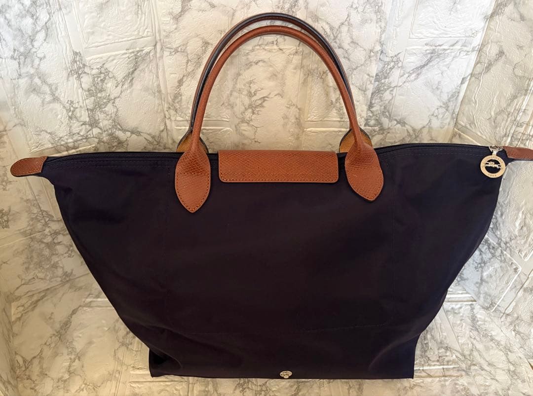Longchamp Pliage Tote Bag Purple & Dust Pink 17.3×11.4×7.9in Used
