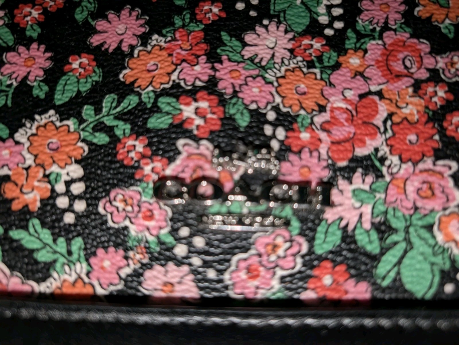 COACH Sierra Posey Cluster Floral Coated Canvas Satchel Blk/Pnk GORGEOUS NWOT