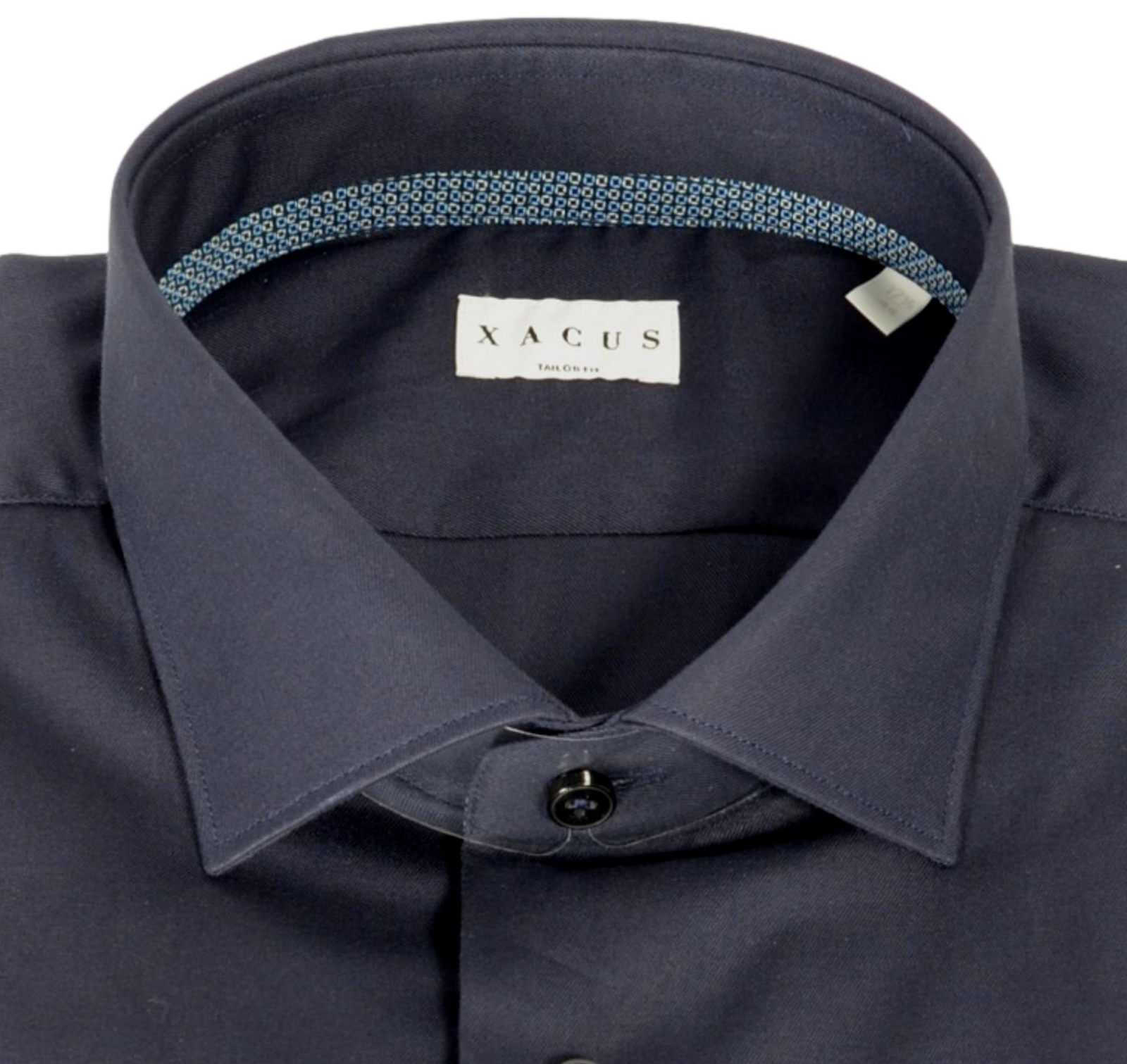 XACUS men’s shirt French collar solid color with contrasts 71903003 blue