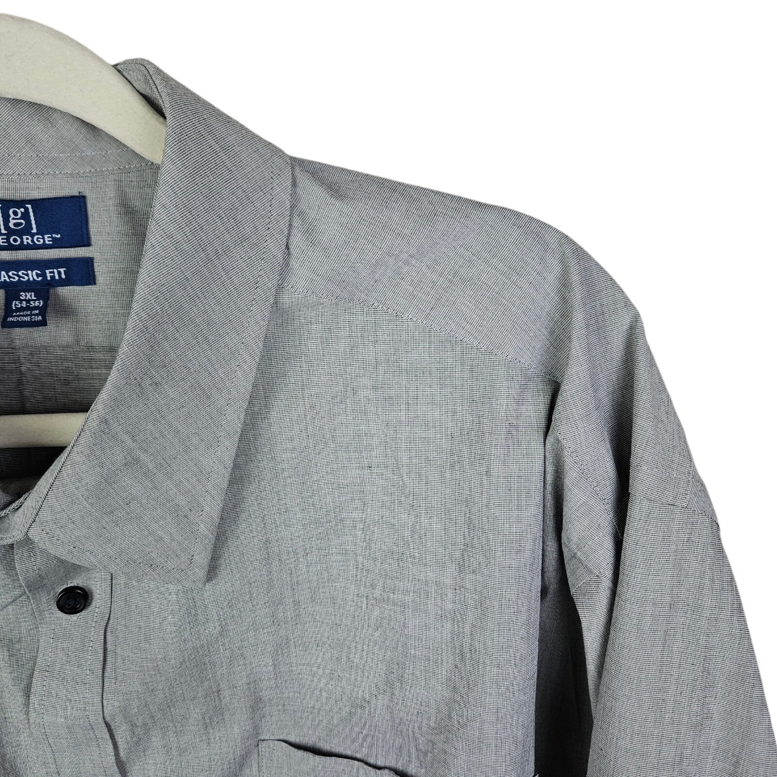 [g] George Classic Fit Button-Up Shirt Men’s Size 3XL Long Sleeve Oxford Gray