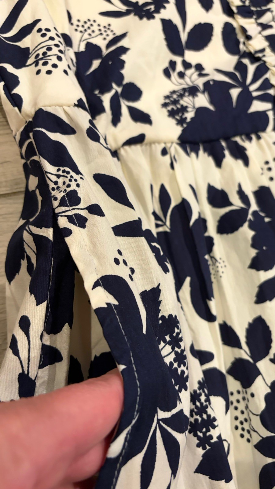 NWT LEA Cotton Boho Black Ivory Floral Flare Sleeve Midi Dress Size 3X Pockets