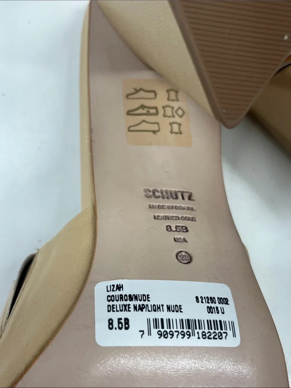 New Schutz Lizah Mule Sandals Square Toe in Light Nude Napa Leather Size 8.5