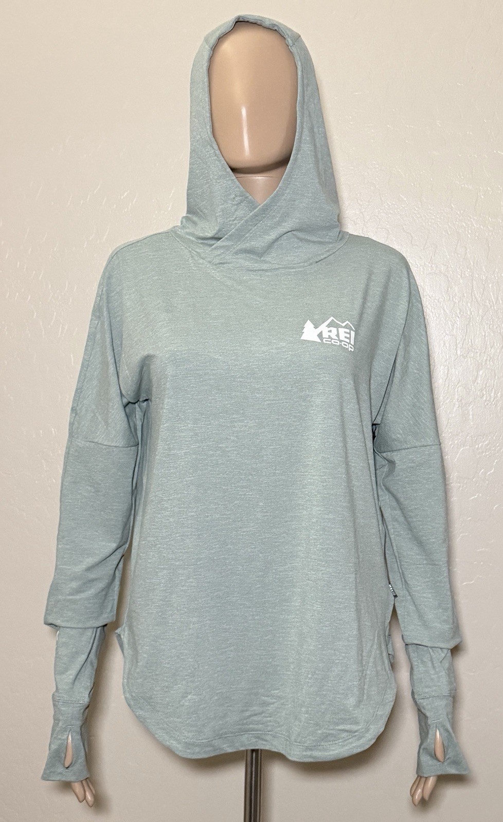 REI Co-op Womens Medium Sahara Shade Hoodie Sea Olive Green Hike Active Top