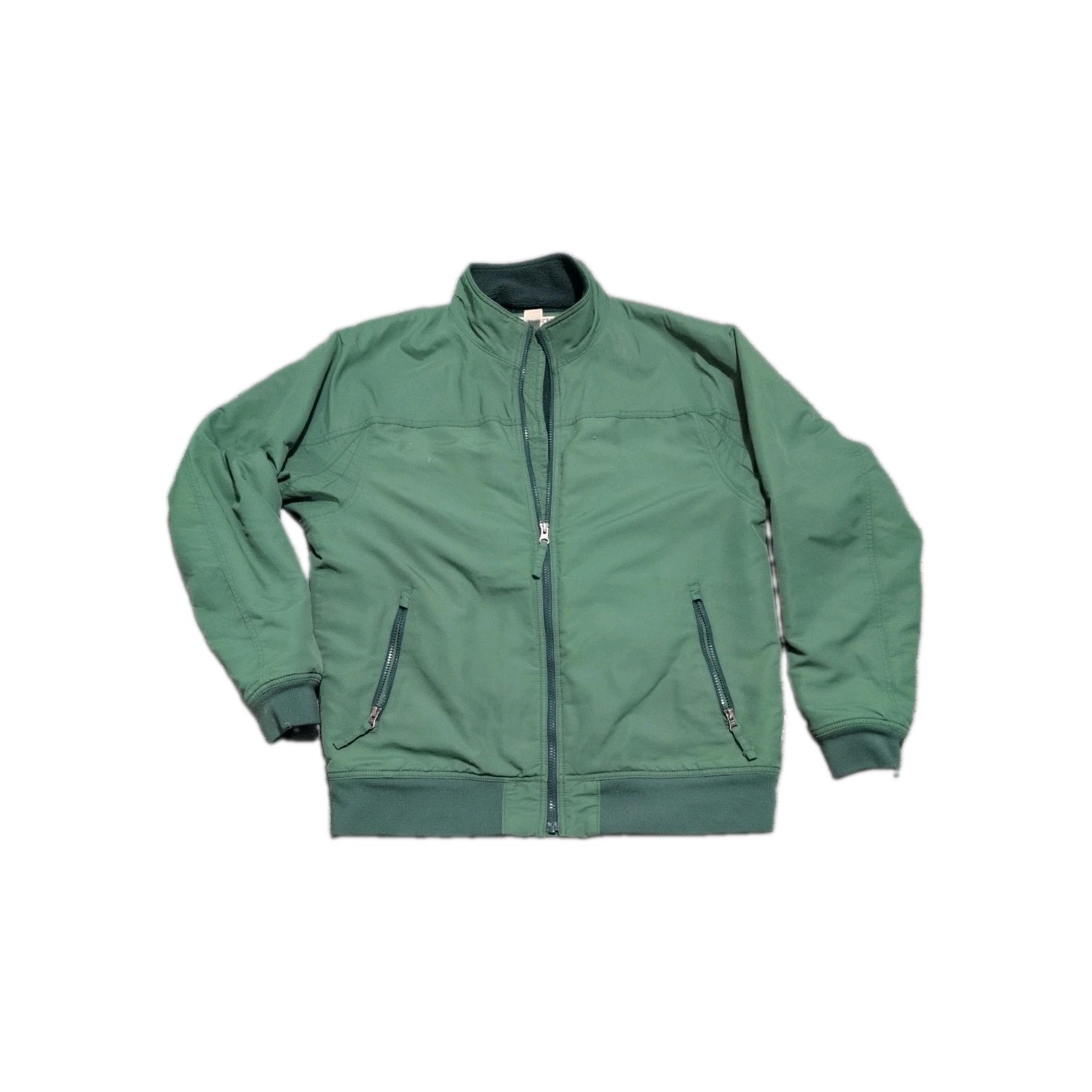 Duluth Trading Co Mens Fleece Lined Bomber Jacket Green Nylon Full Zip Coat M
