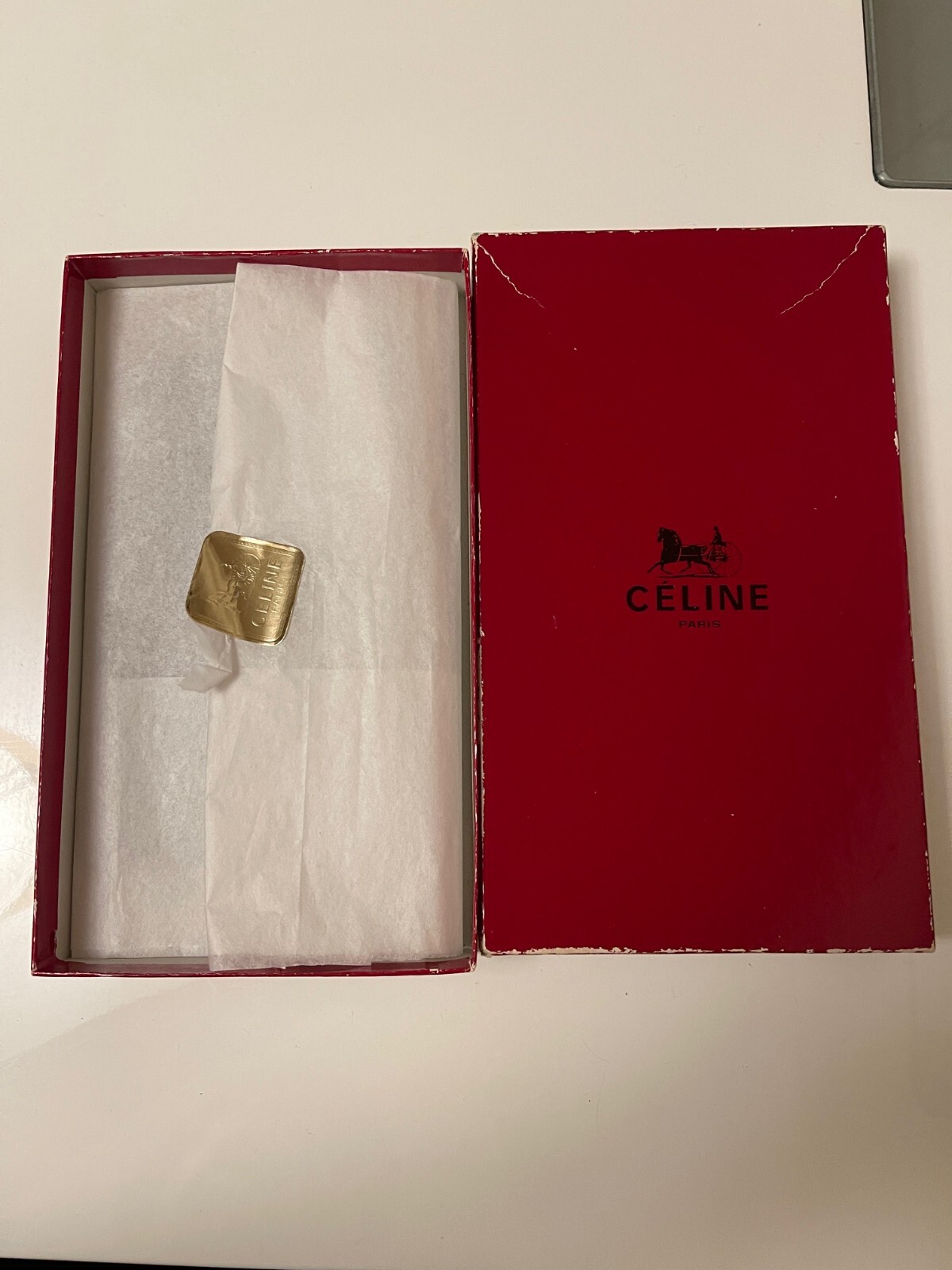 “Rare” CELINE Horse Carriage logo Leather Wallet “Made in ITALY” Authentic