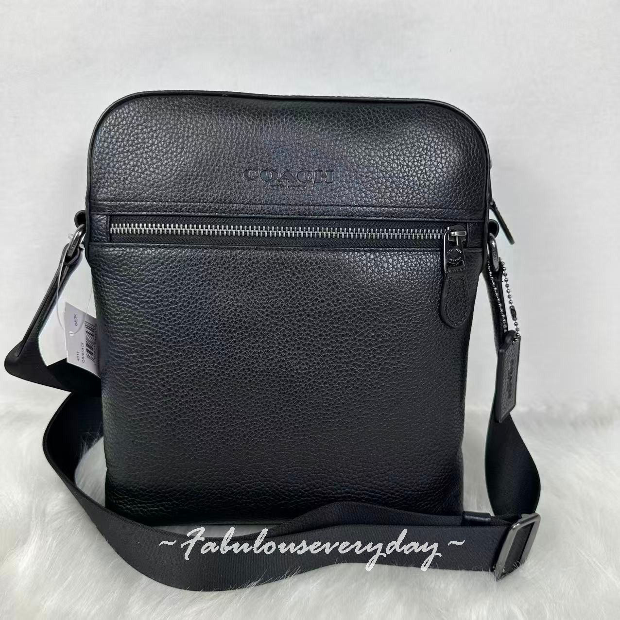 Coach Men Houston Flight Bag Crossbody In Leather/Gunmetal/Black 4011 NWT