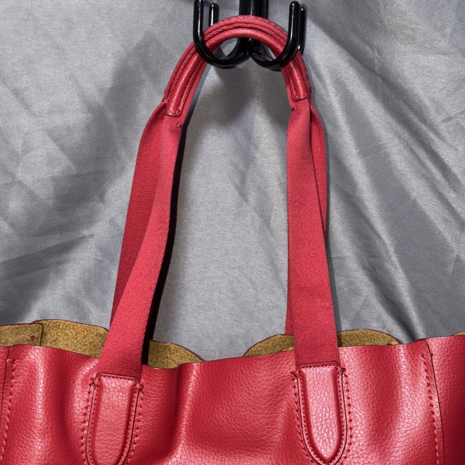 Coach Derby Tote Red Soft Pebbled Leather Shoulder Handbag