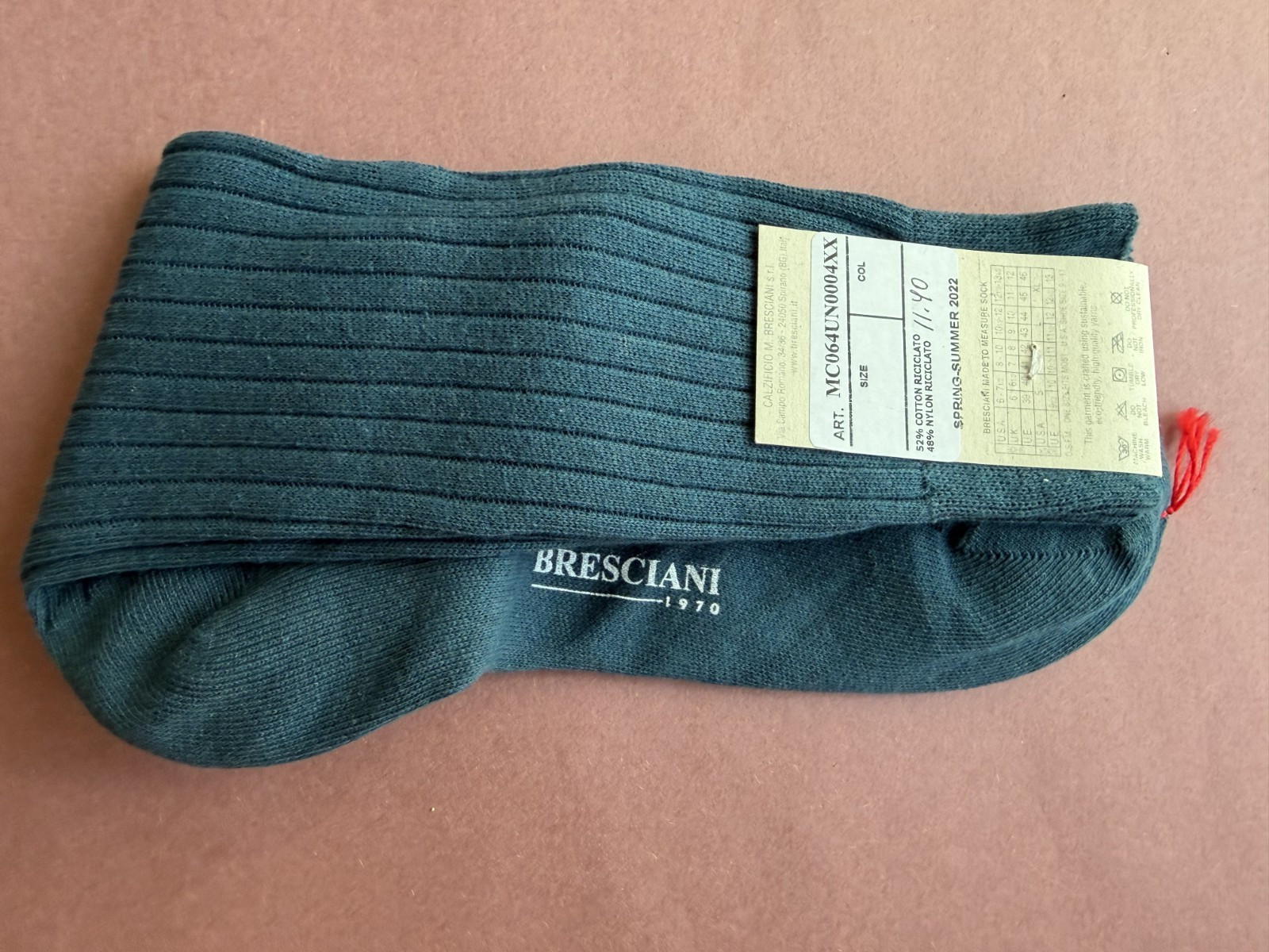 Spring/Summer 2022 Men’s Bresciani Socks NWT Blended Dark Teal Ribbed