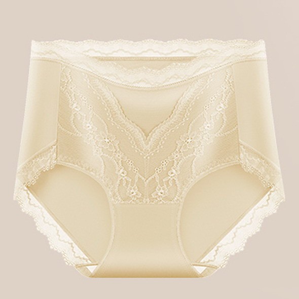 Women Briefs High Waist ice silk Lace Tummy Control Seamless Underpants 76491