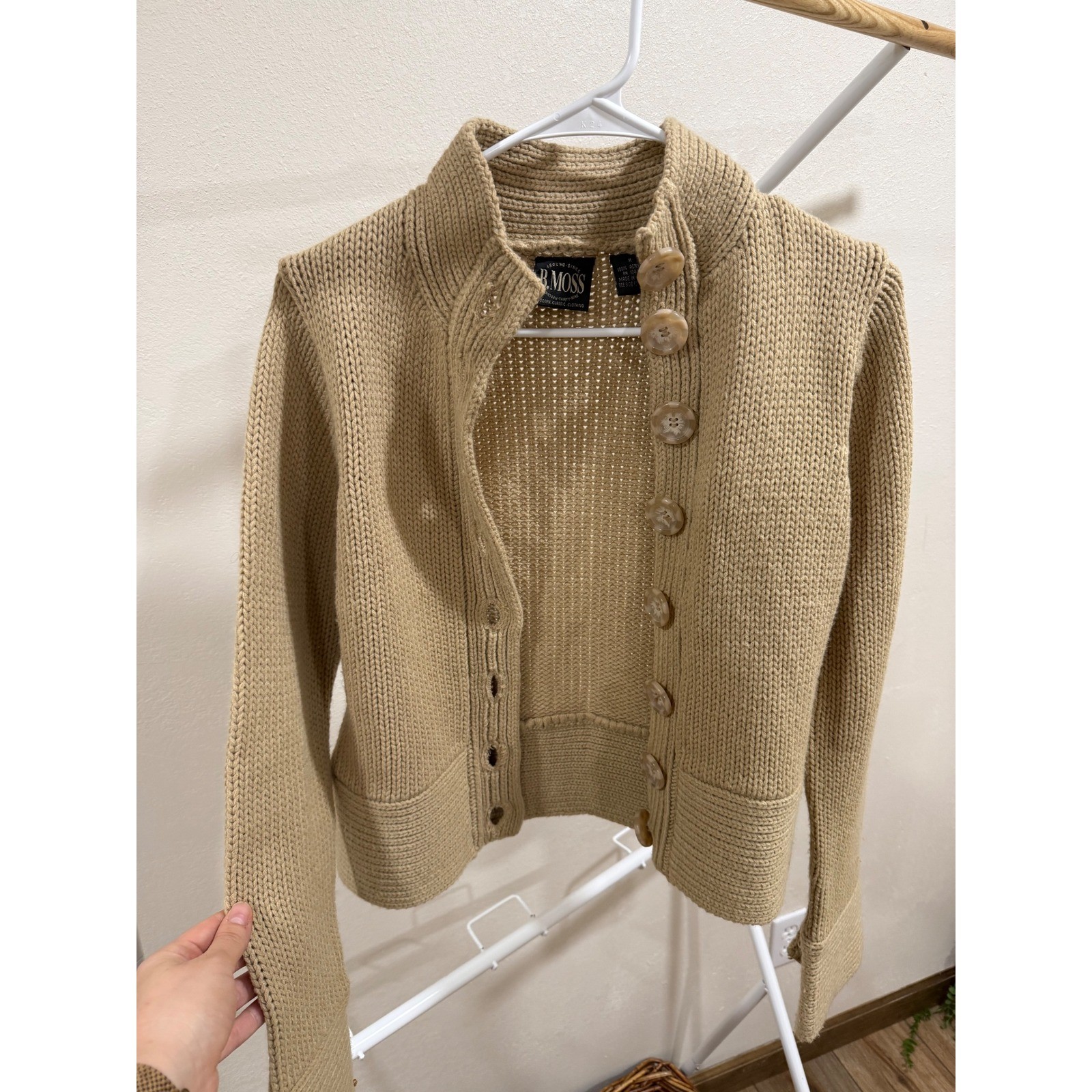 Vintage B. Moss Chunky Knit Cardigan Sweater Y2K women’s M Button Up Neutral