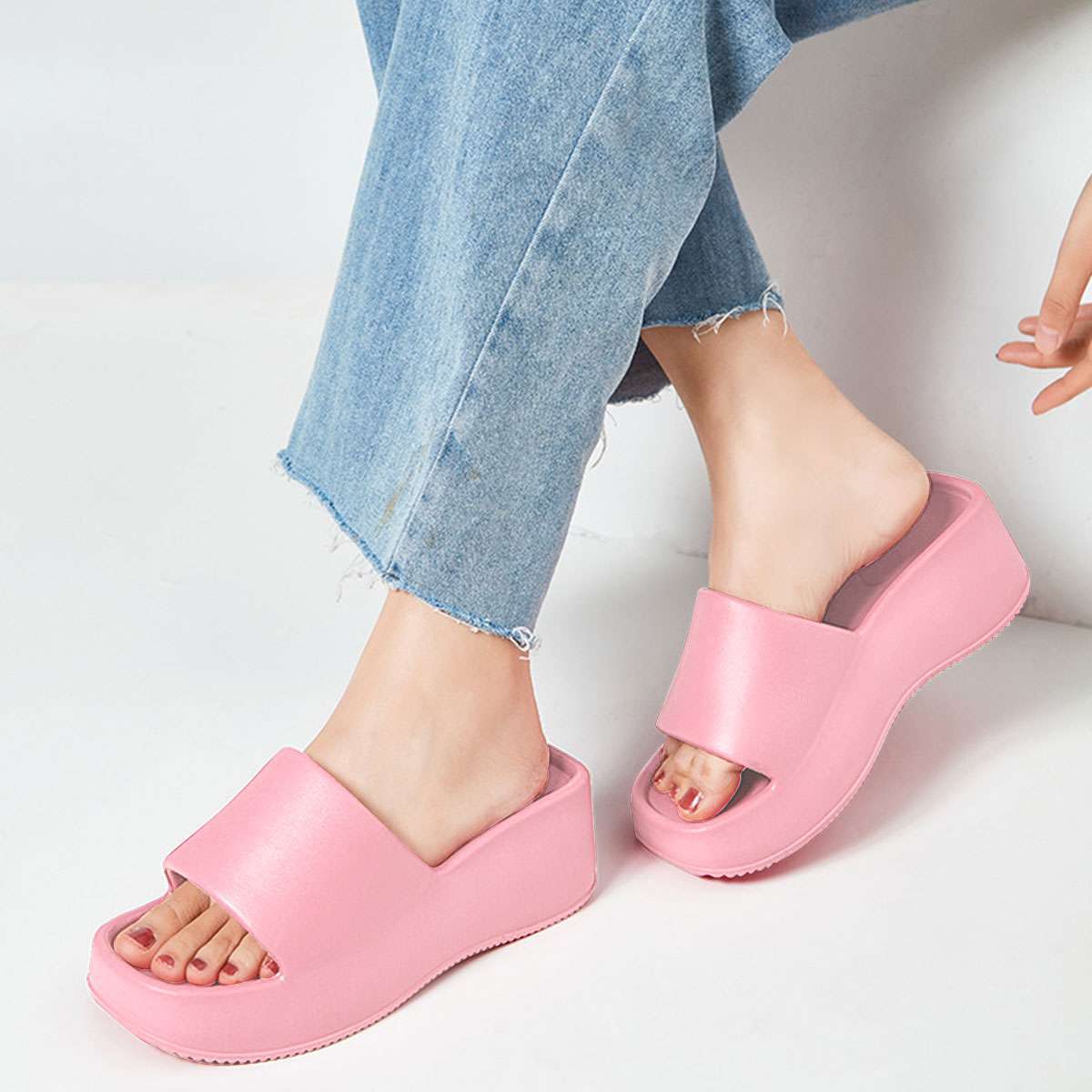 Womens Wedge High Heels Summer Platform Slippers Shoes Casual Peep Toe Sandals