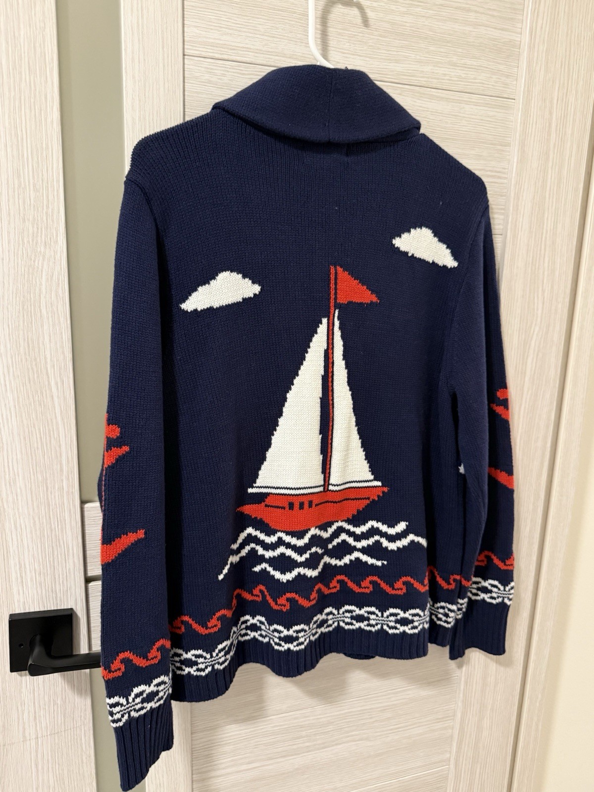 Sailboat Lodge Cardigan in Dark Navy Medium