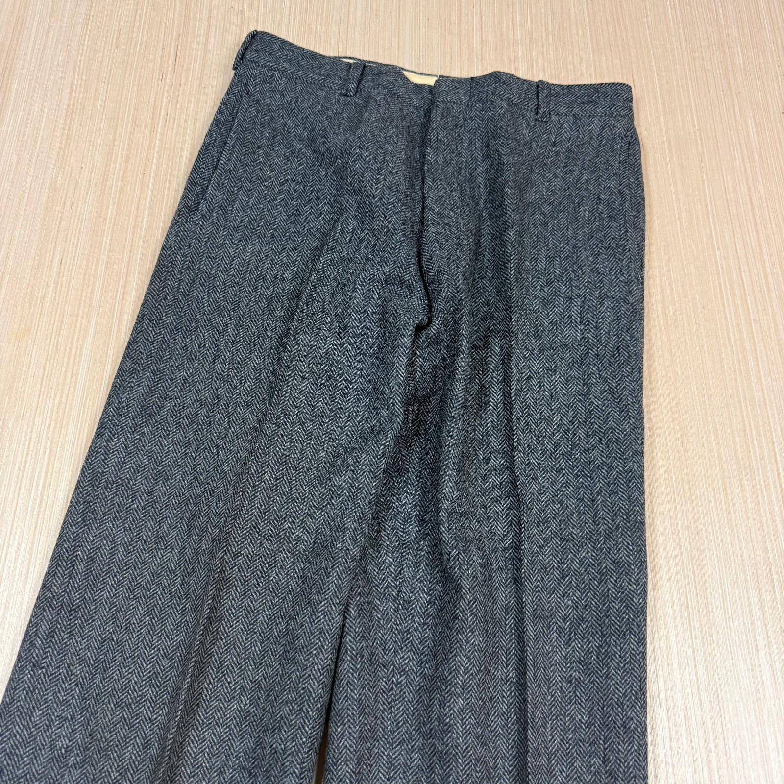 Vintage 60s 50s Tweed Wool Pants Slacks Conmar Zip Herringbone 29×28 mens atomic