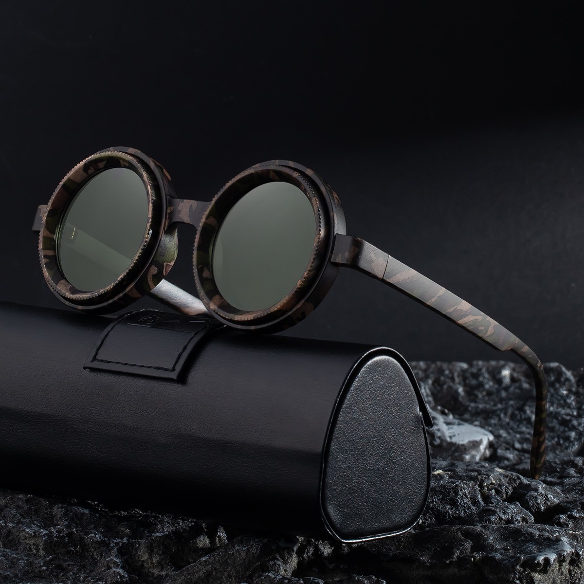 Polarized UV400 round frame sunglasses for men lightweight comfortable full