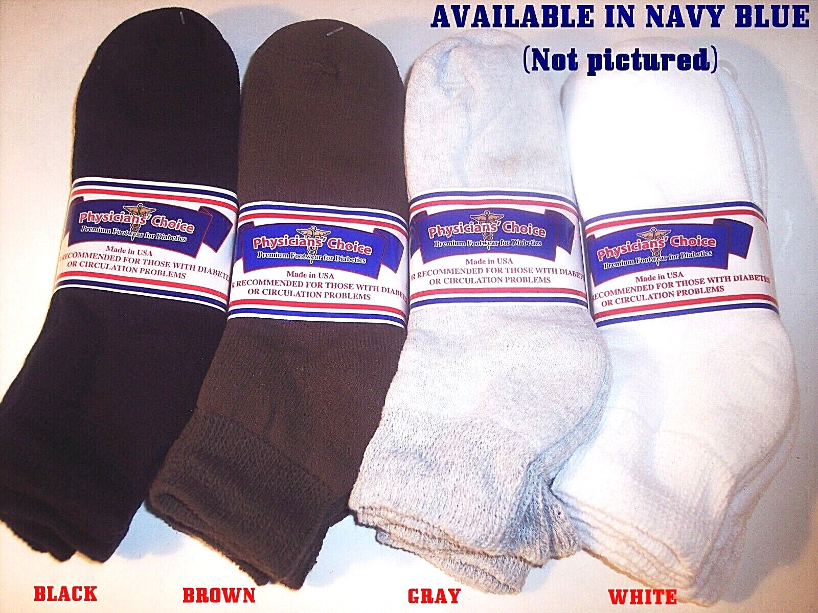 FREE SHIP 6 Pairs Mens Physicians Choice Cotton Diabetic Ankle Socks USA Made!