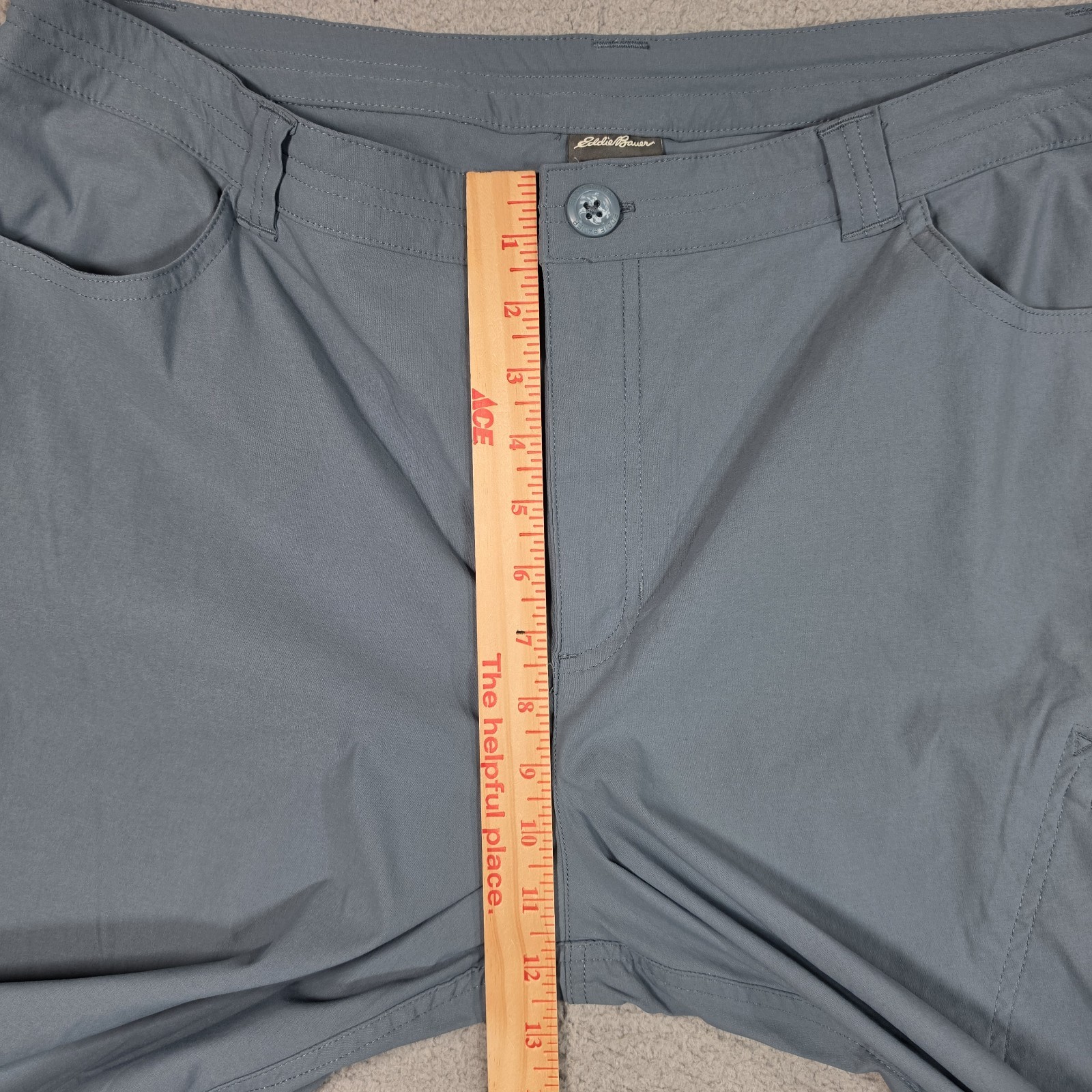 Eddie Bauer Tech Capri Cargo Pants Womens 16 Blue Nylon Stretch Hiking UPF 50+
