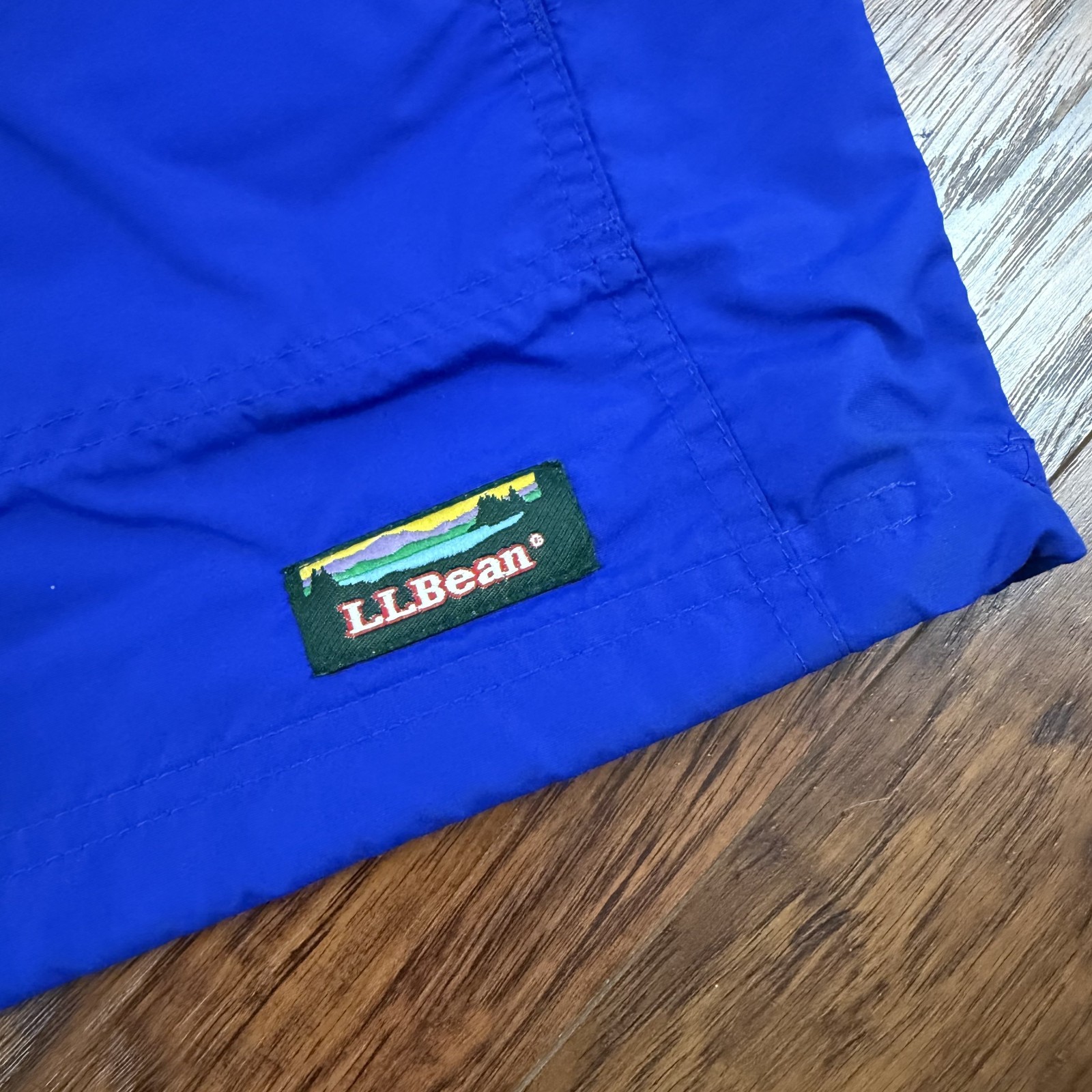 VINTAGE LL Bean Jacket Mens M Blue Nylon Anorak Hooded 1/2 Zip Lightweight USA