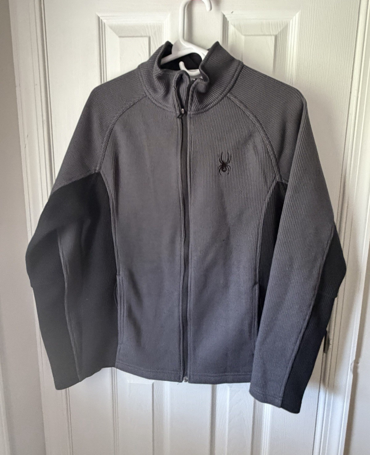 Spyder Men’s Track Jacket M Gray/Black Colorblock Full-Zip Stand-Up Collar