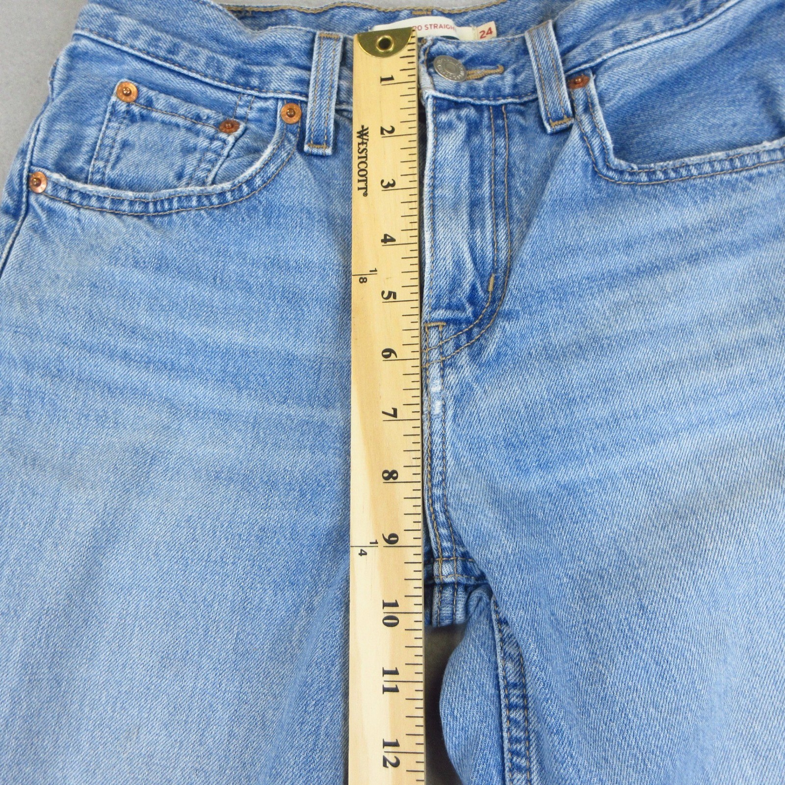 Levi’s Low Pro Straight Jeans Women W24 Light Blue Wash Denim 100% Cotton
