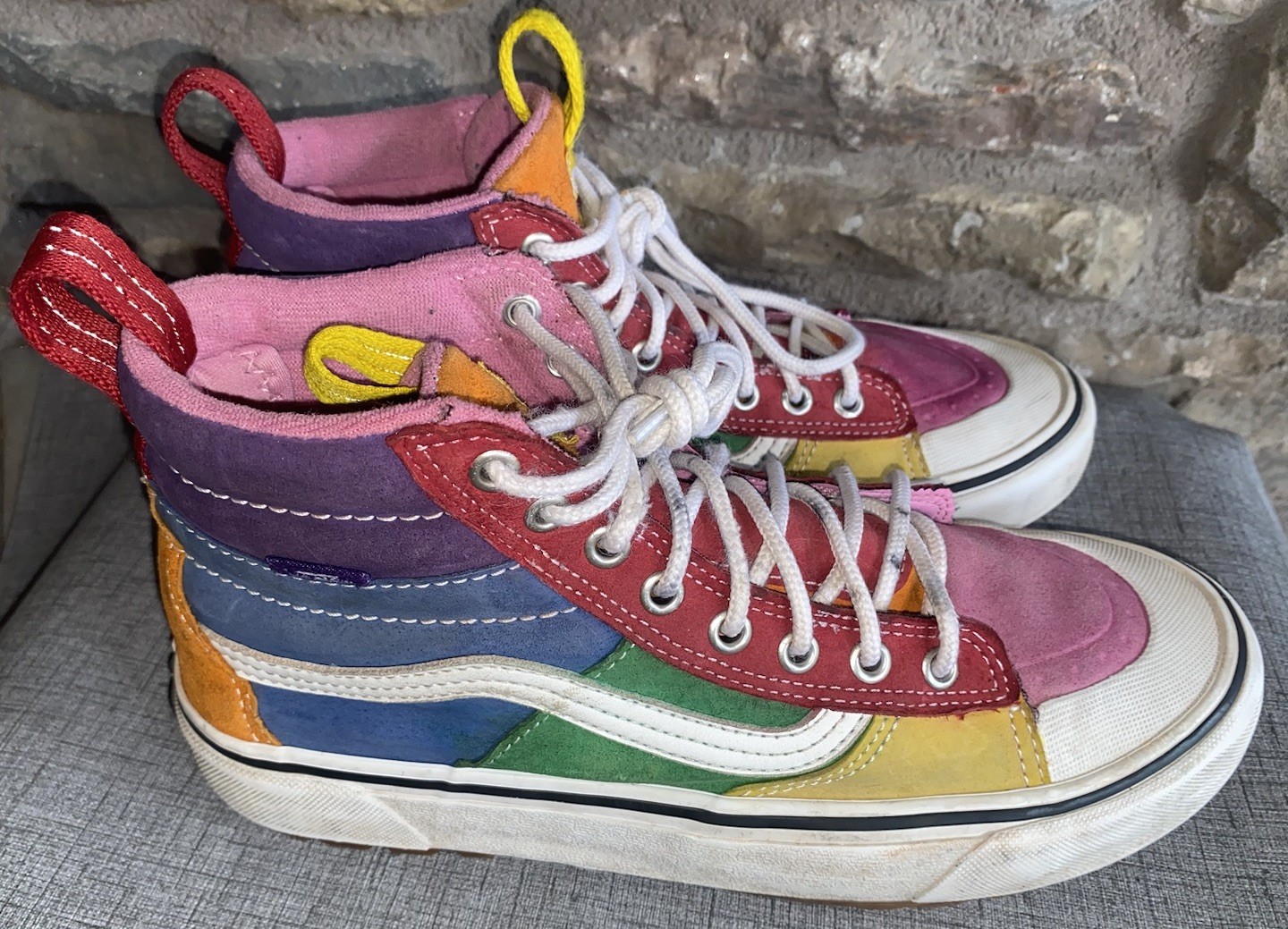 VANS Sk8 Hi Rainbow Colorblock Suede Sneakers Size 8.5 Men 10 Women
