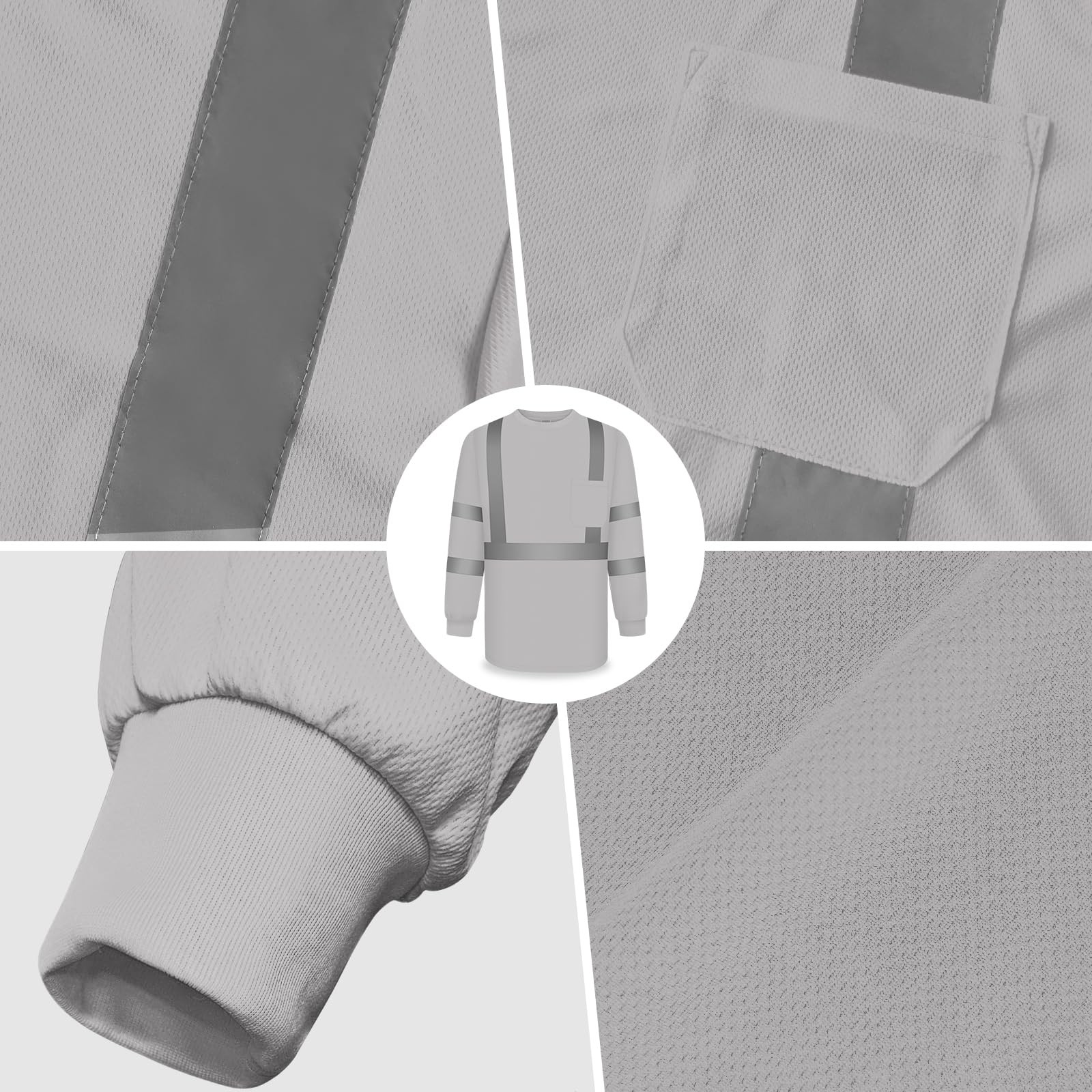TCCFCCT High Visibility Shirts for Men Women Class 3 Large, 1 Pack-light Gray