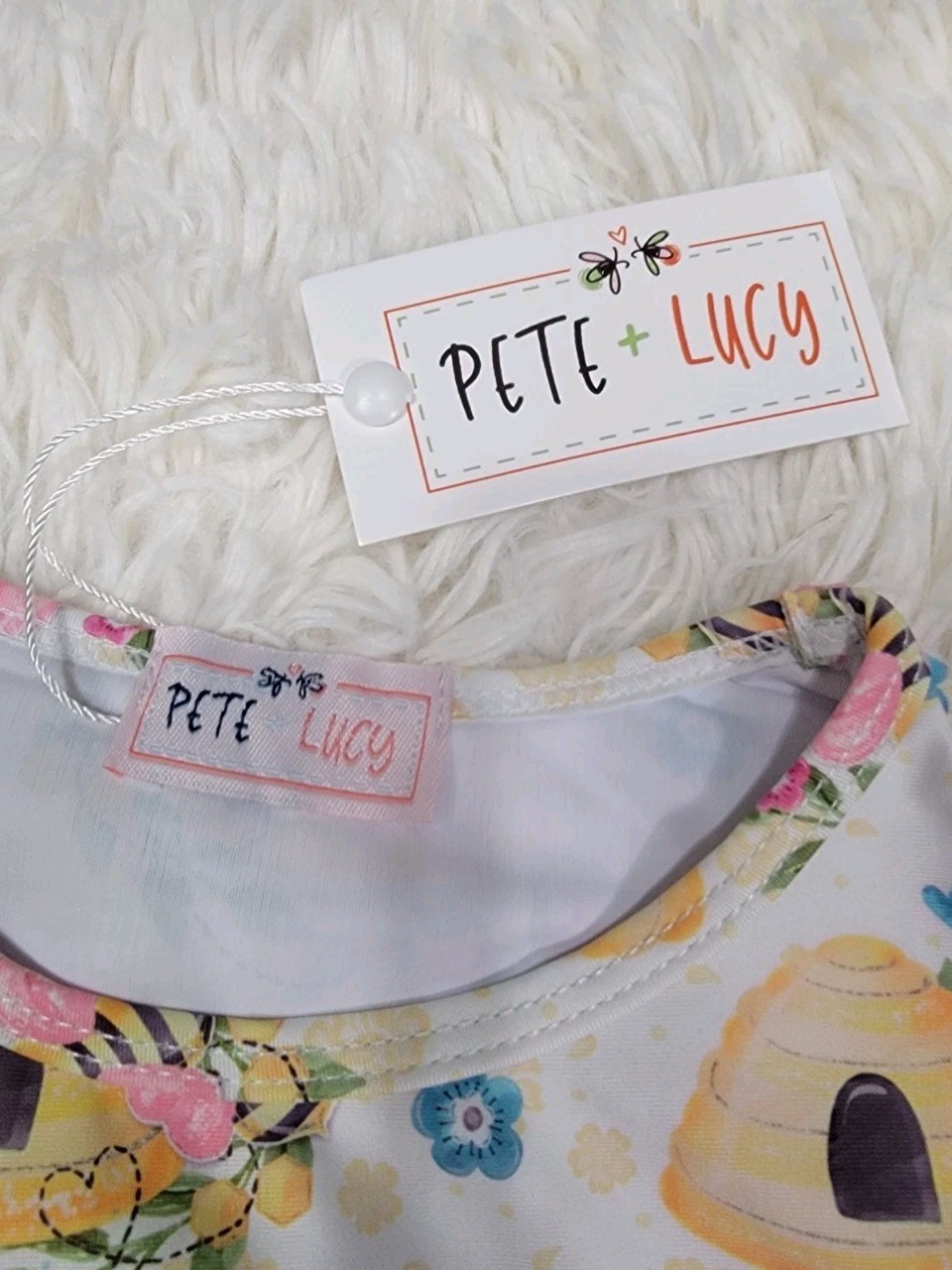 Pete And Lucy Two Piece Swimsuit Girls Size 12-18M Bumblebee Print Bathingsuit A