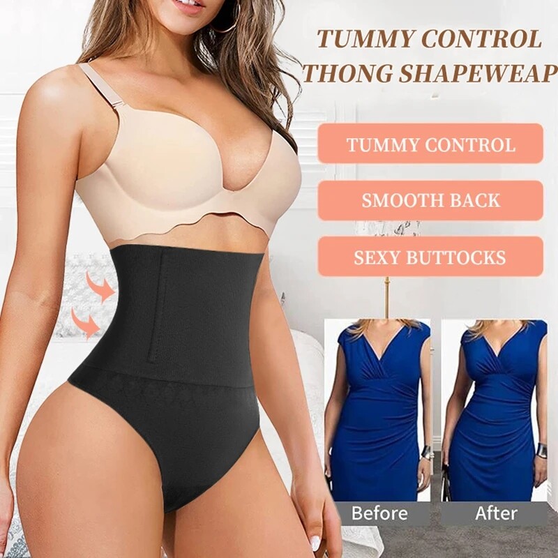 2 Pack Women High Waist Tummy Control Thong Butt Lifter Body Shaper Sexy Shorts