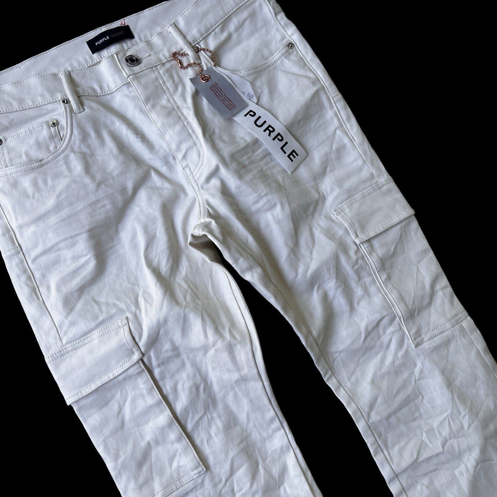 PURPLE BRAND p004 Cargo Flared Jeans White Size 34