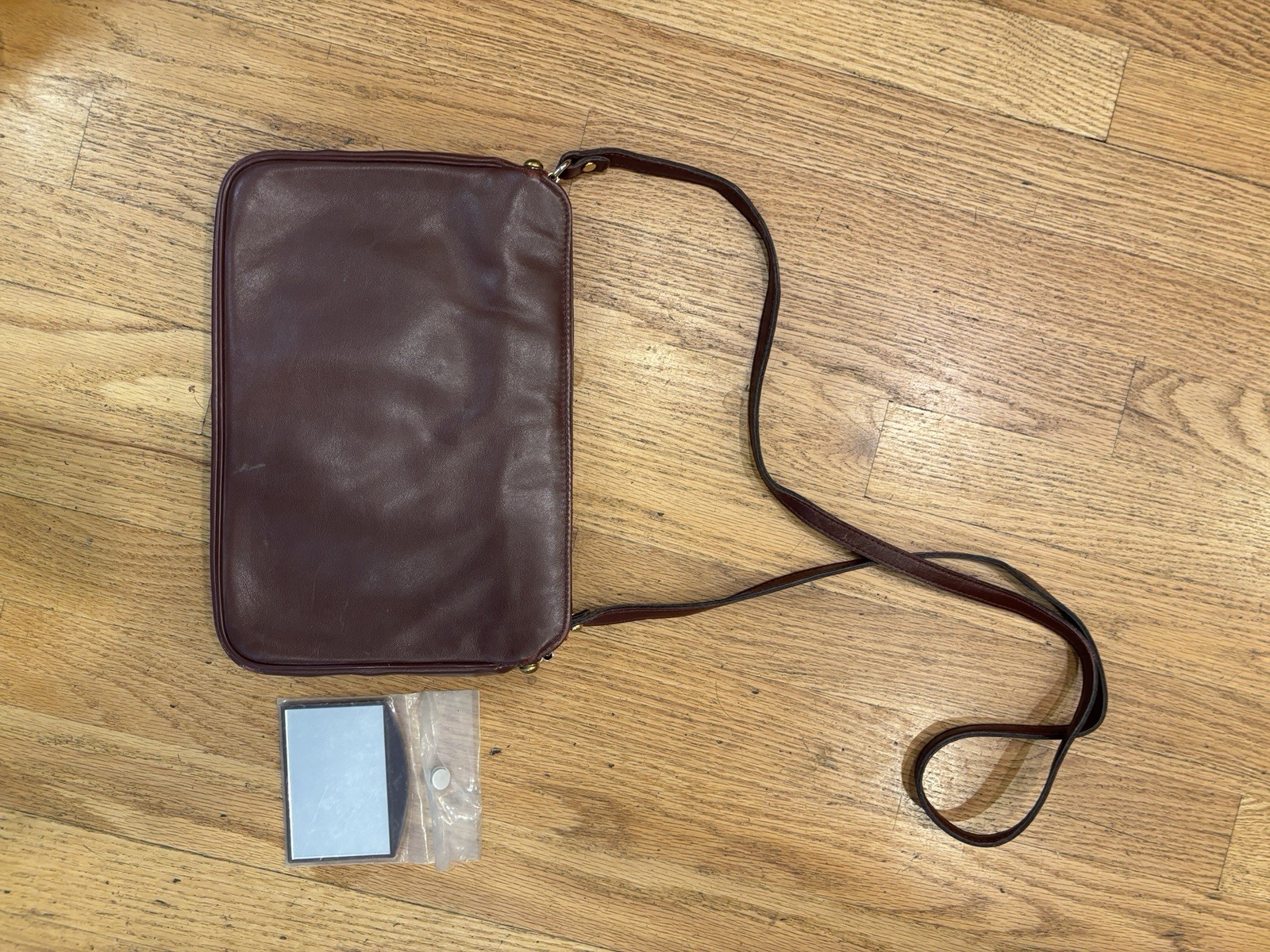 Etienne Aigner Shoulder Handbag with Compact Mirror & Polished Brass Logo