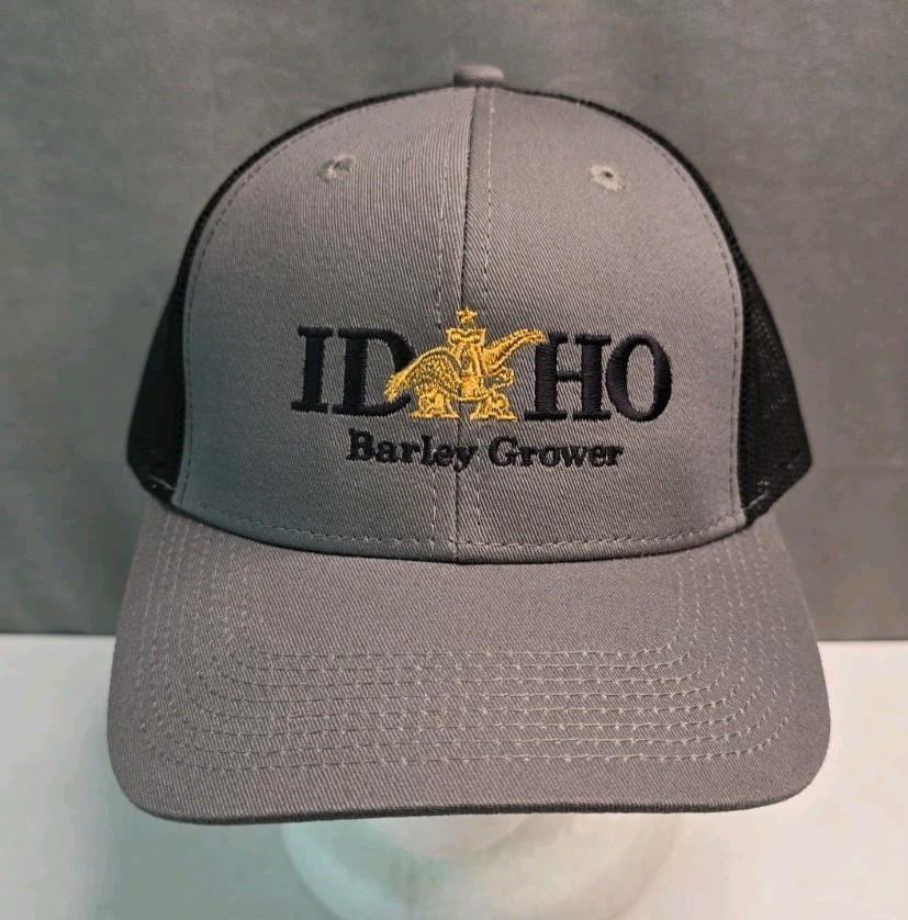 IDAHO Barley Grower hat gray black mesh back snapback embroidered trucker cap