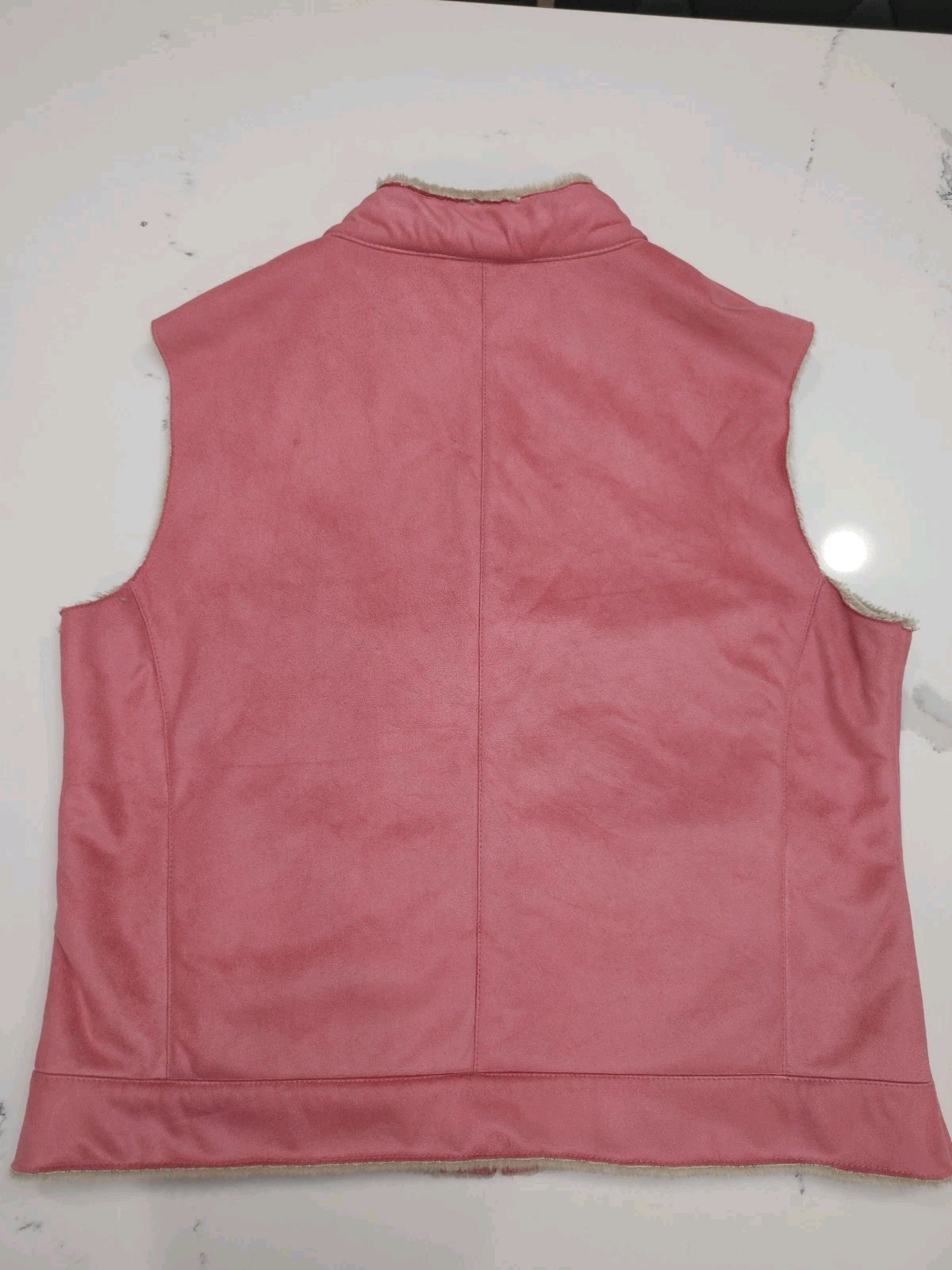 Pendleton Vest Womens XL Pink Faux Suede Sherpa Lined Zip Front Cozy