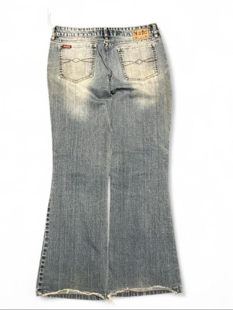 Y2K Mudd Womens Denim Jeans Size 11 Light Wash Blue Bootcut Lace-Up Eyelet [BIO]