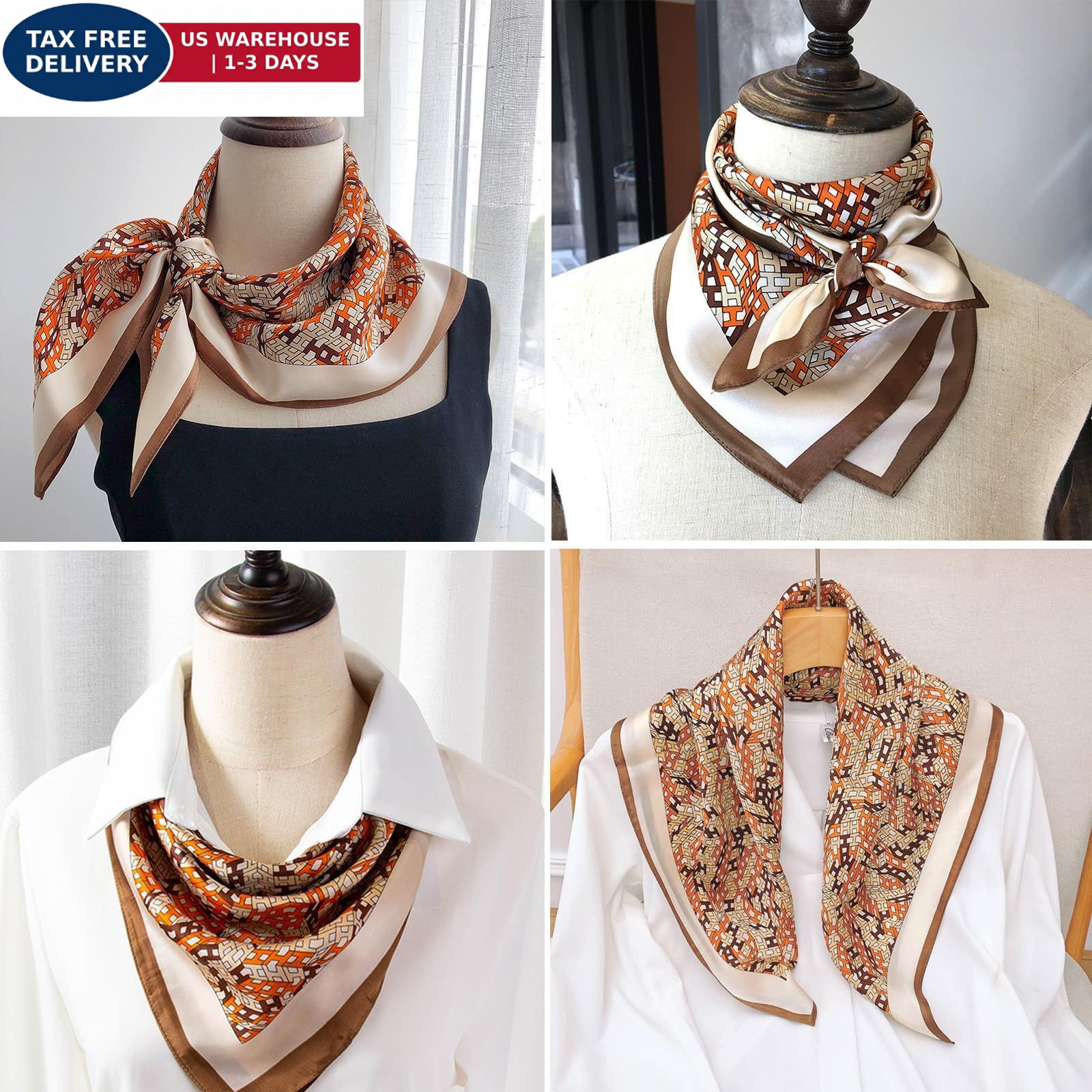 CODCOS 27.5 Inch Silk Feeling Scarf for Women Square 27.5-inch 1PACK, A026