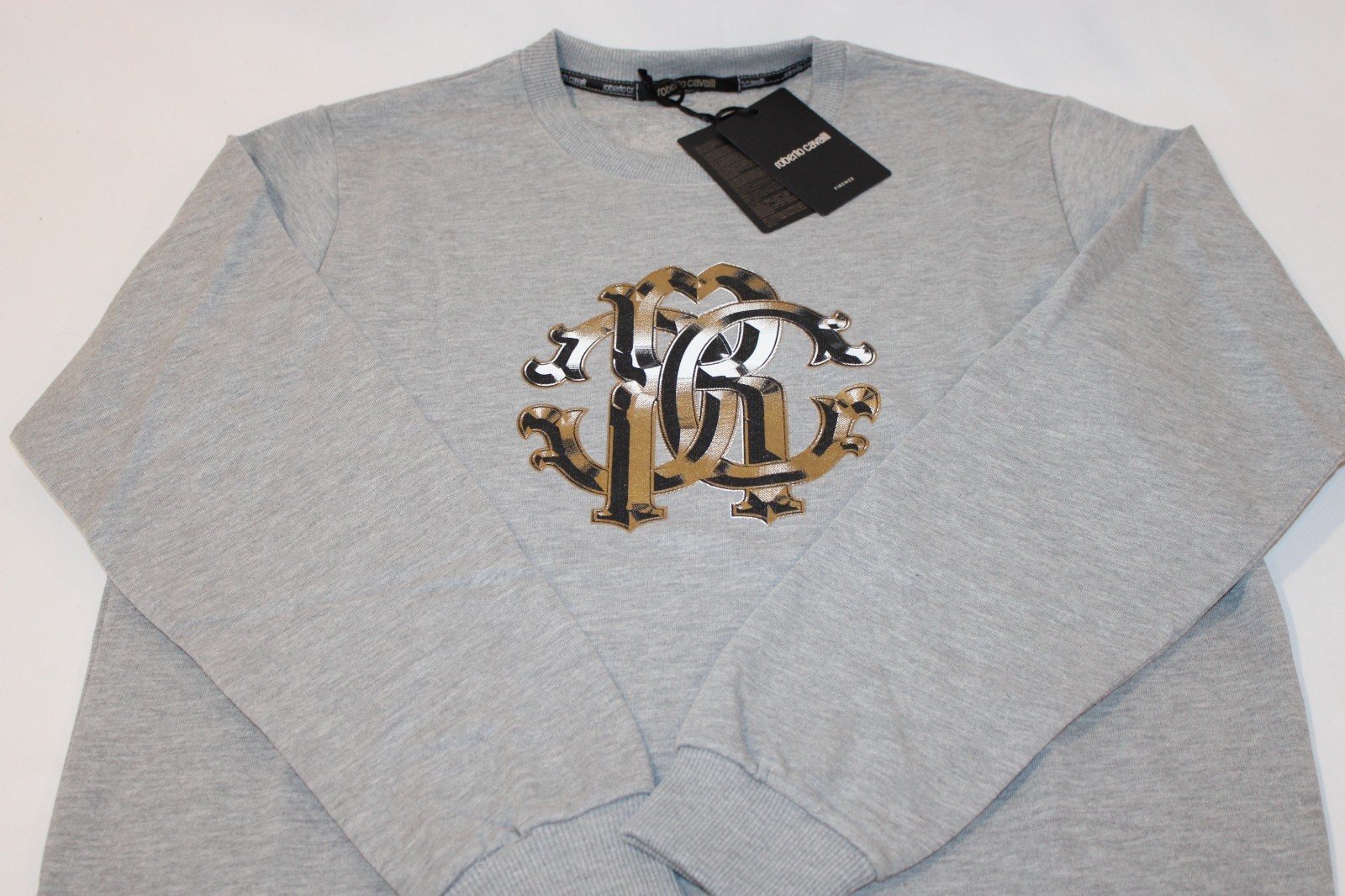 Roberto Cavalli Cotton Crew Neck Pullover Sweatshirt Made in Italy Size S,M,L,XL