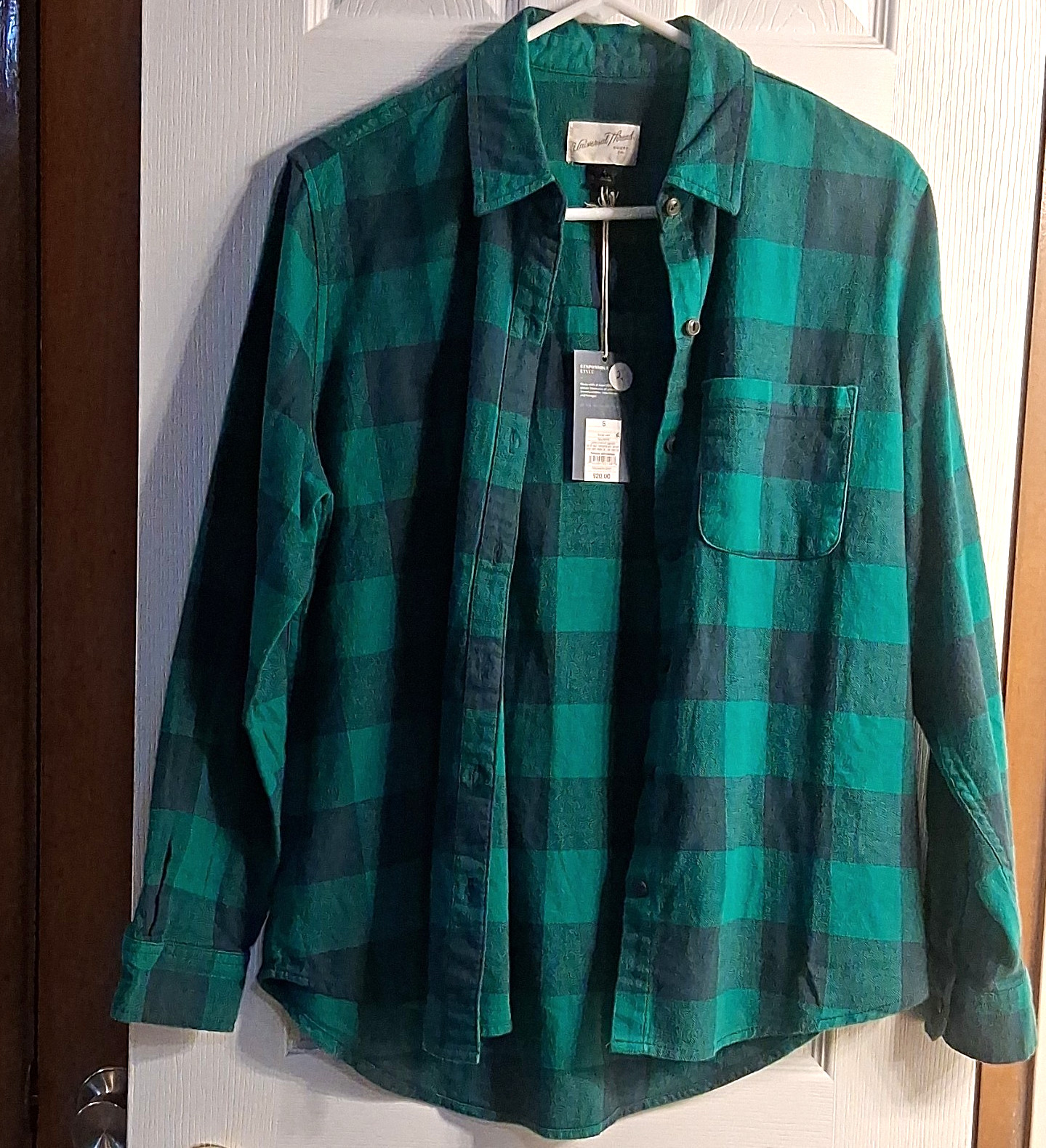 Universal Thread Green/Black Plaid Cotton Flannel Button-Up Shirt Size Small