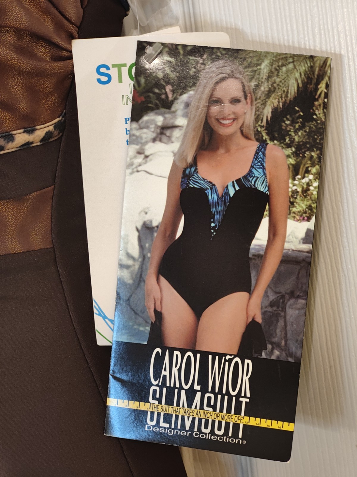 NWT Carol Wior Swimsuit One Piece Slimming Brown Animal Print Built In Bra Sz 8