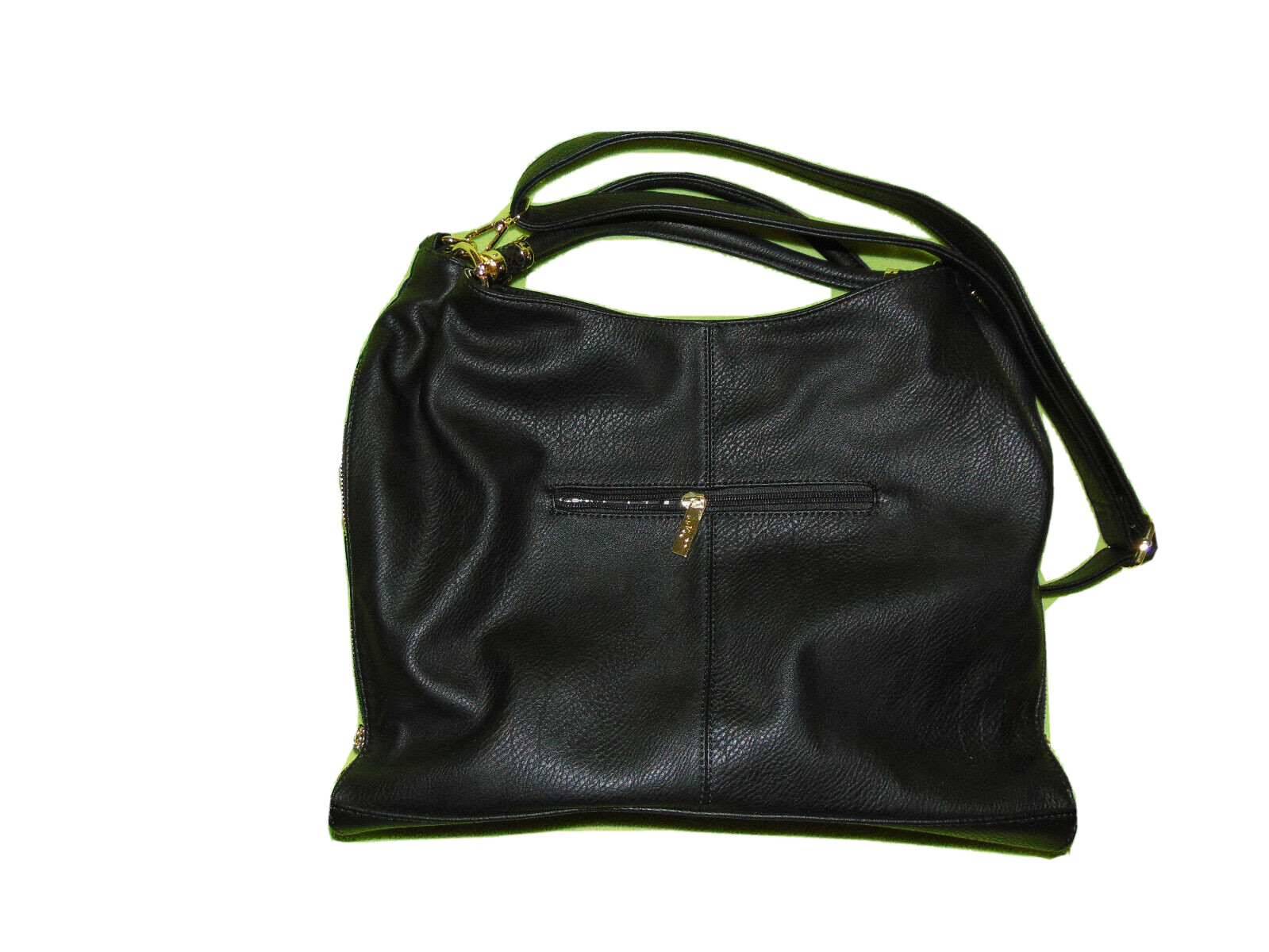 Imoshion USA Vegan Leather Purse Black Shoulder Bag Multi Pocket NWT