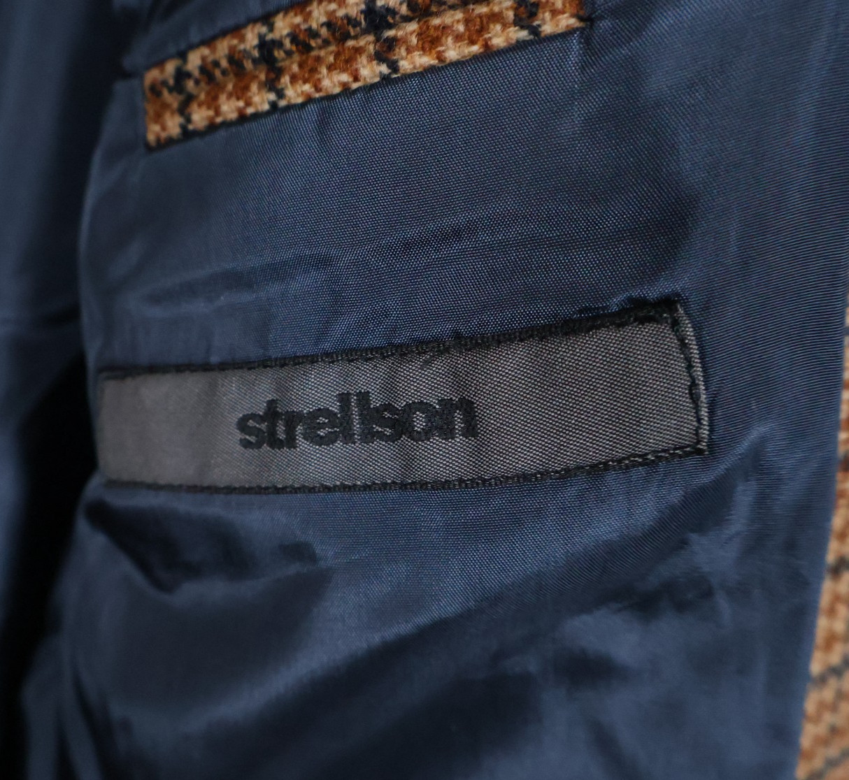 Strellson Cashmere Wool Sport Coat Men’s 40 Brown Houndstooth 3 Button Jacket