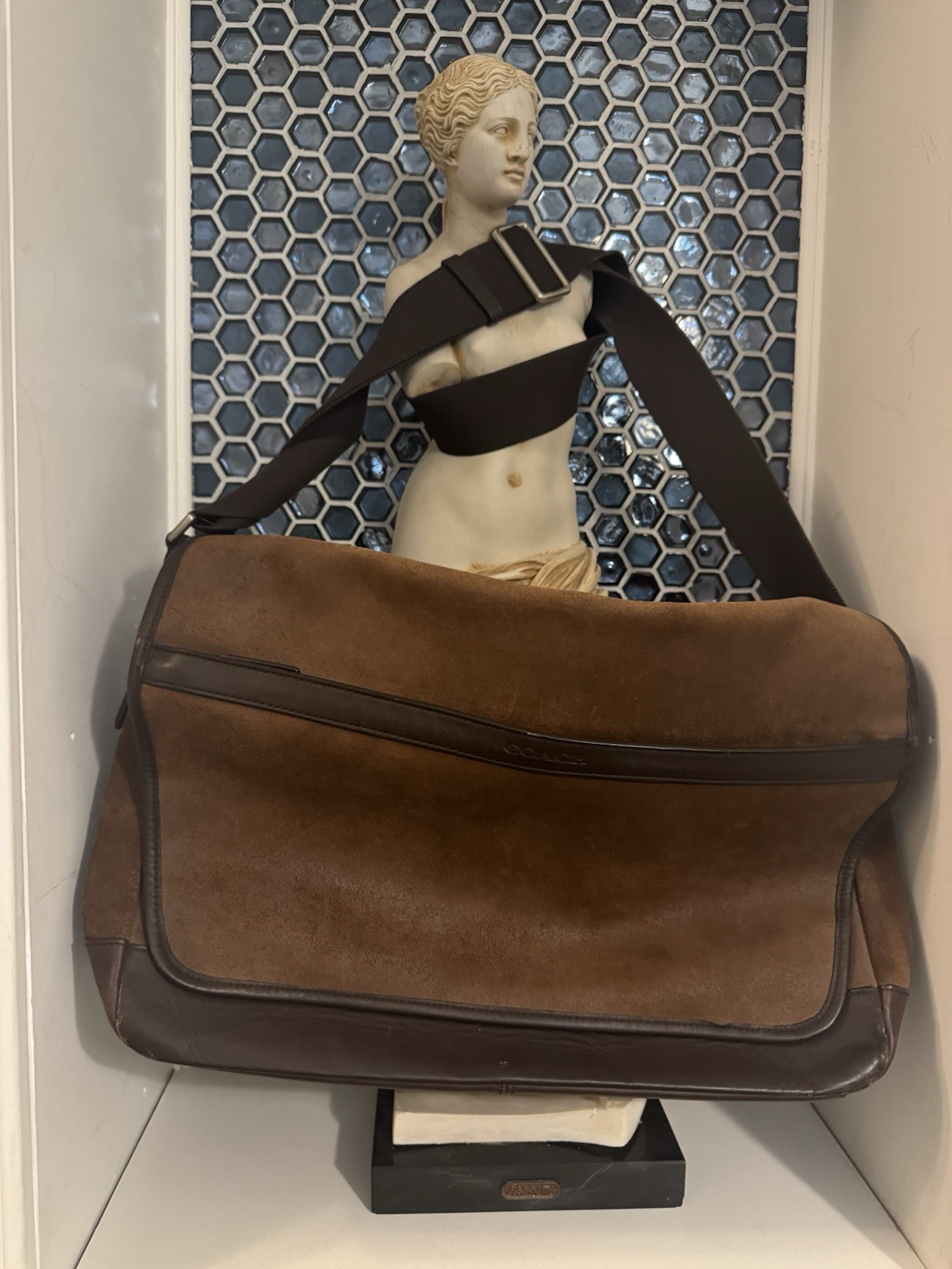 Coach Camden Brown Leather Suede Messenger Laptop Satchel Bag D1461-F71345