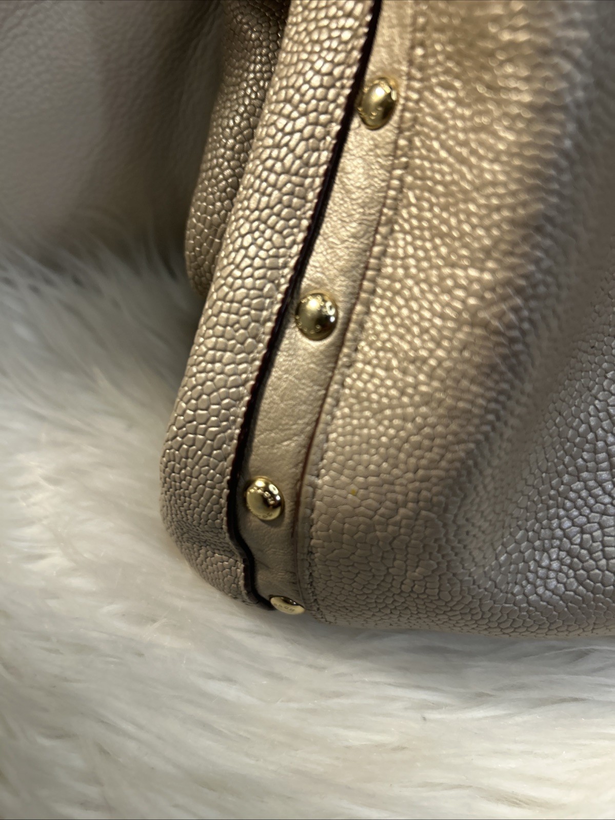 Coach Bag F35211 Phoebe Madison Studded Caviar Ret$495. Metallic Neutrals