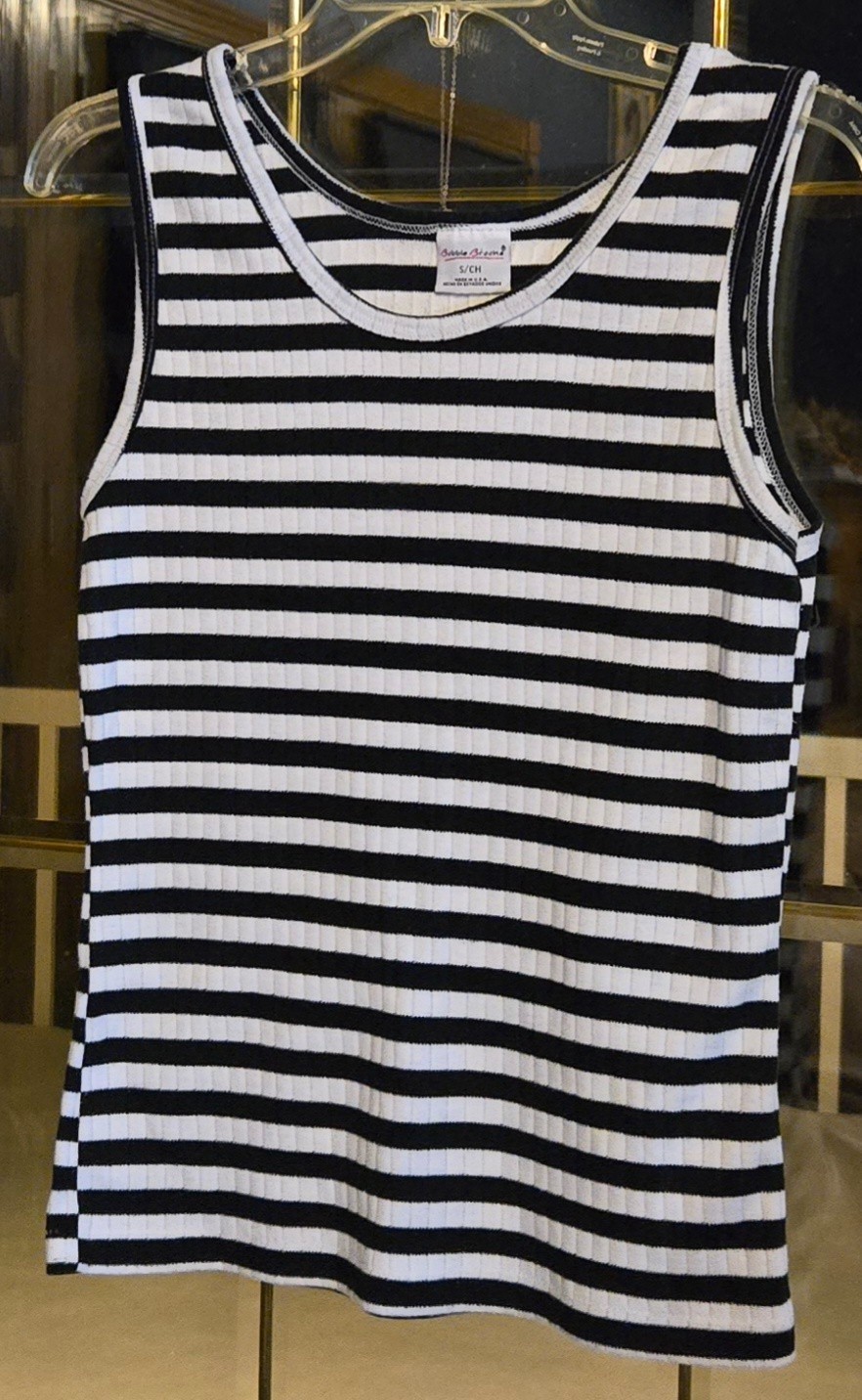 Bobbie Brooks Top Small Sleeveless Scoop Neck Black & White Knit Quiet Luxury