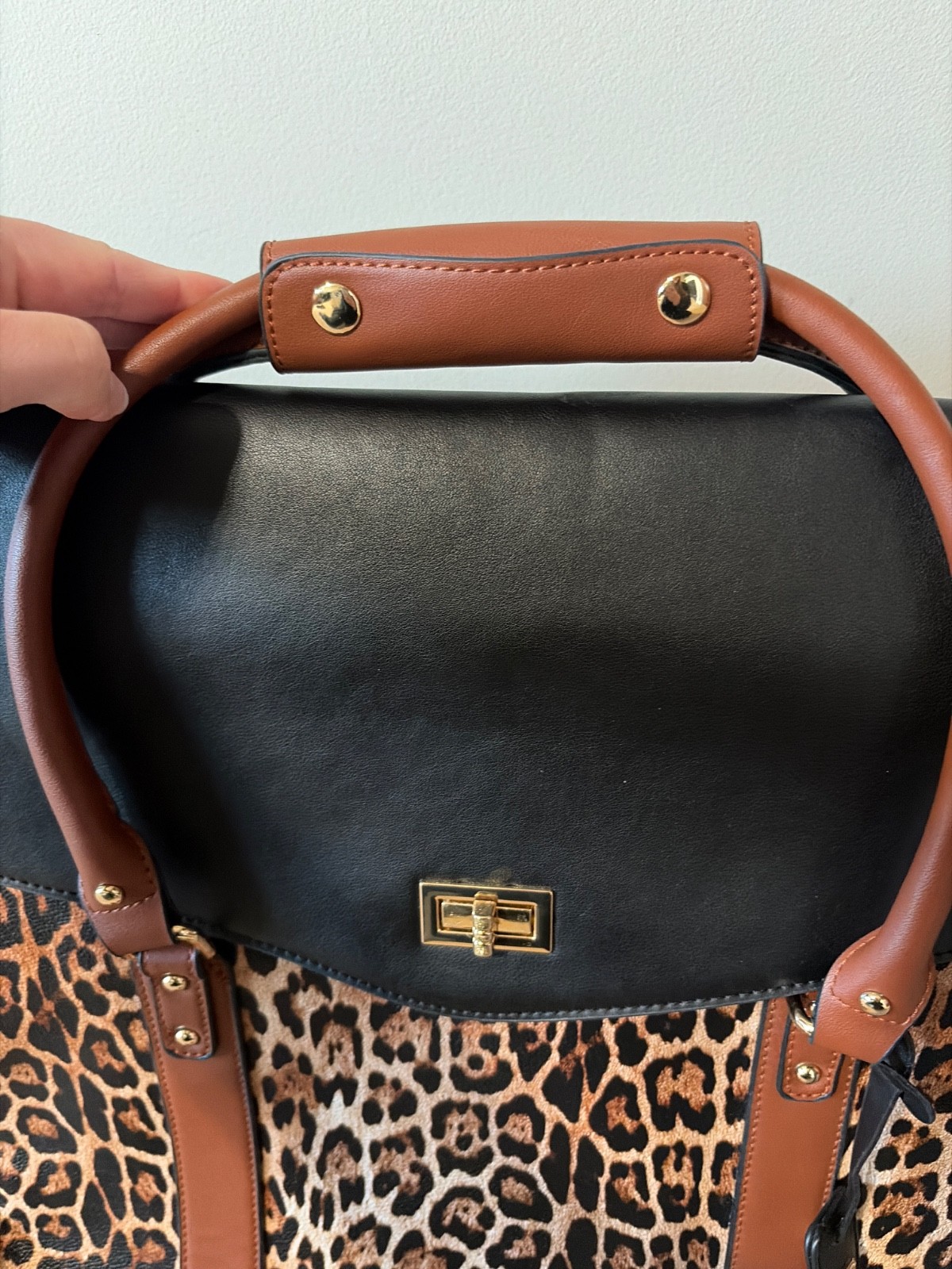 Badgley Mischka Leopard Print Travel Tote Weekender Bag