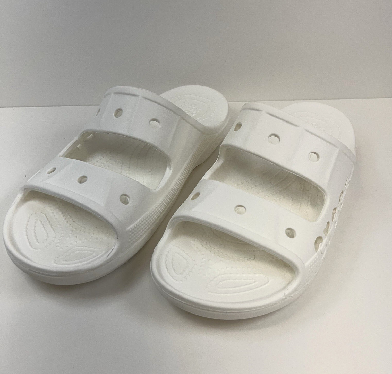 CROCS Baya Slide Sandals True Strap Ventilated Logo Slip On Men’s 9M 11W White